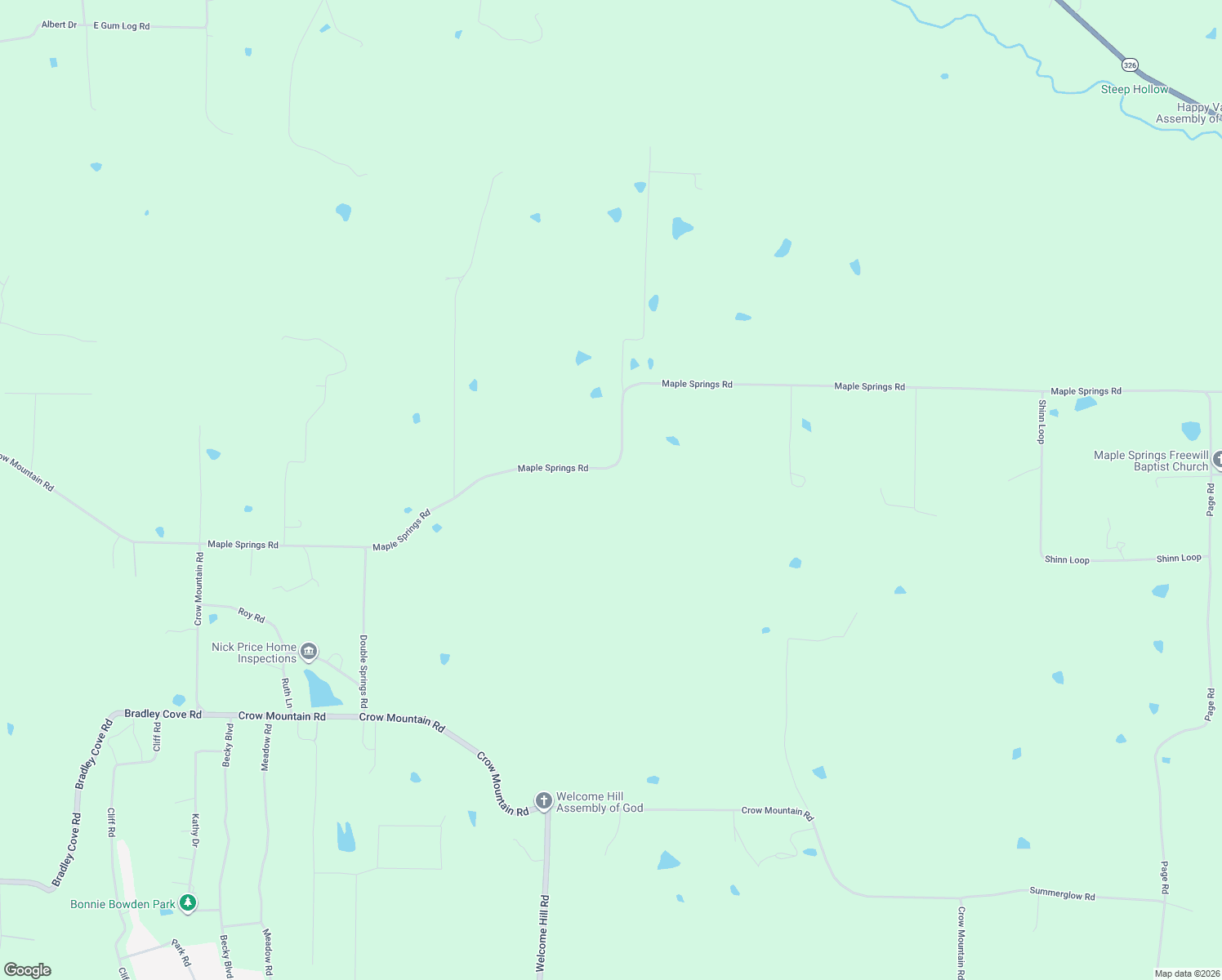 map of restaurants, bars, coffee shops, grocery stores, and more near 1271 Maple Springs Road in Russellville