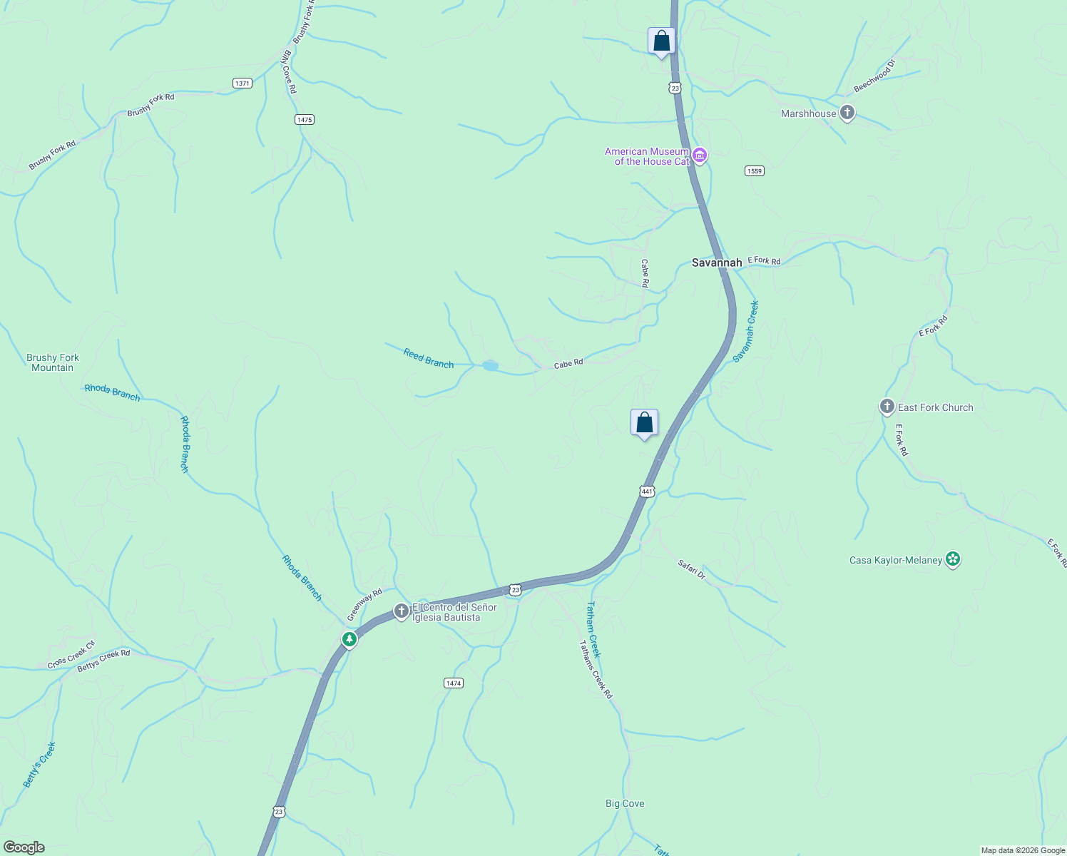 map of restaurants, bars, coffee shops, grocery stores, and more near 41 Lacy Fern Ridge in Sylva