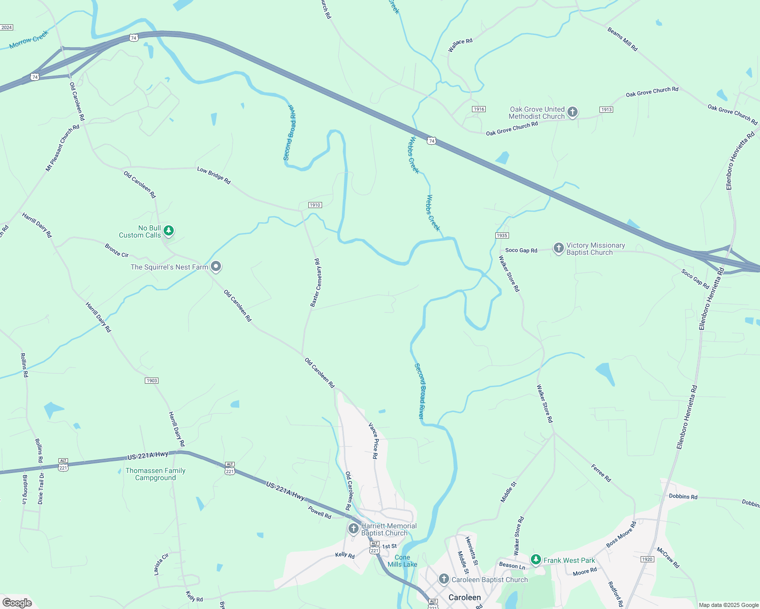 map of restaurants, bars, coffee shops, grocery stores, and more near 175 Brandy Lane in Forest City