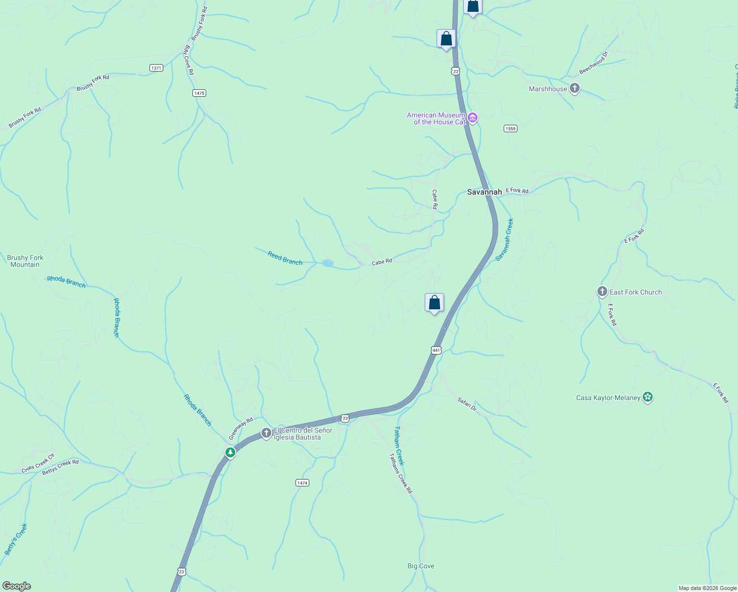 map of restaurants, bars, coffee shops, grocery stores, and more near 41 Lacy Fern Ridge in Sylva