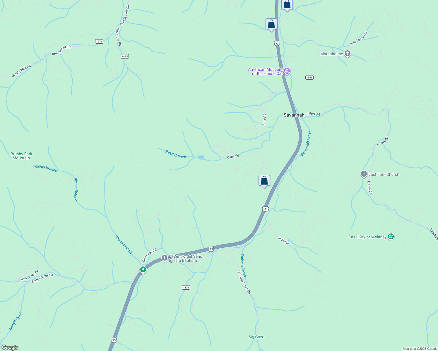 map of restaurants, bars, coffee shops, grocery stores, and more near 136 Lacy Fern Ridge in Sylva
