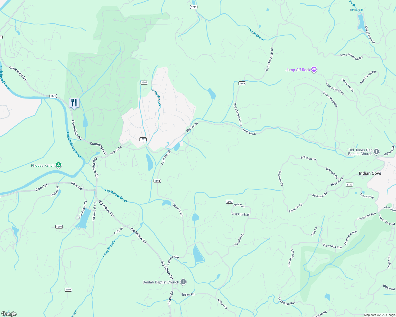 map of restaurants, bars, coffee shops, grocery stores, and more near 5571 Spring Road in Hendersonville