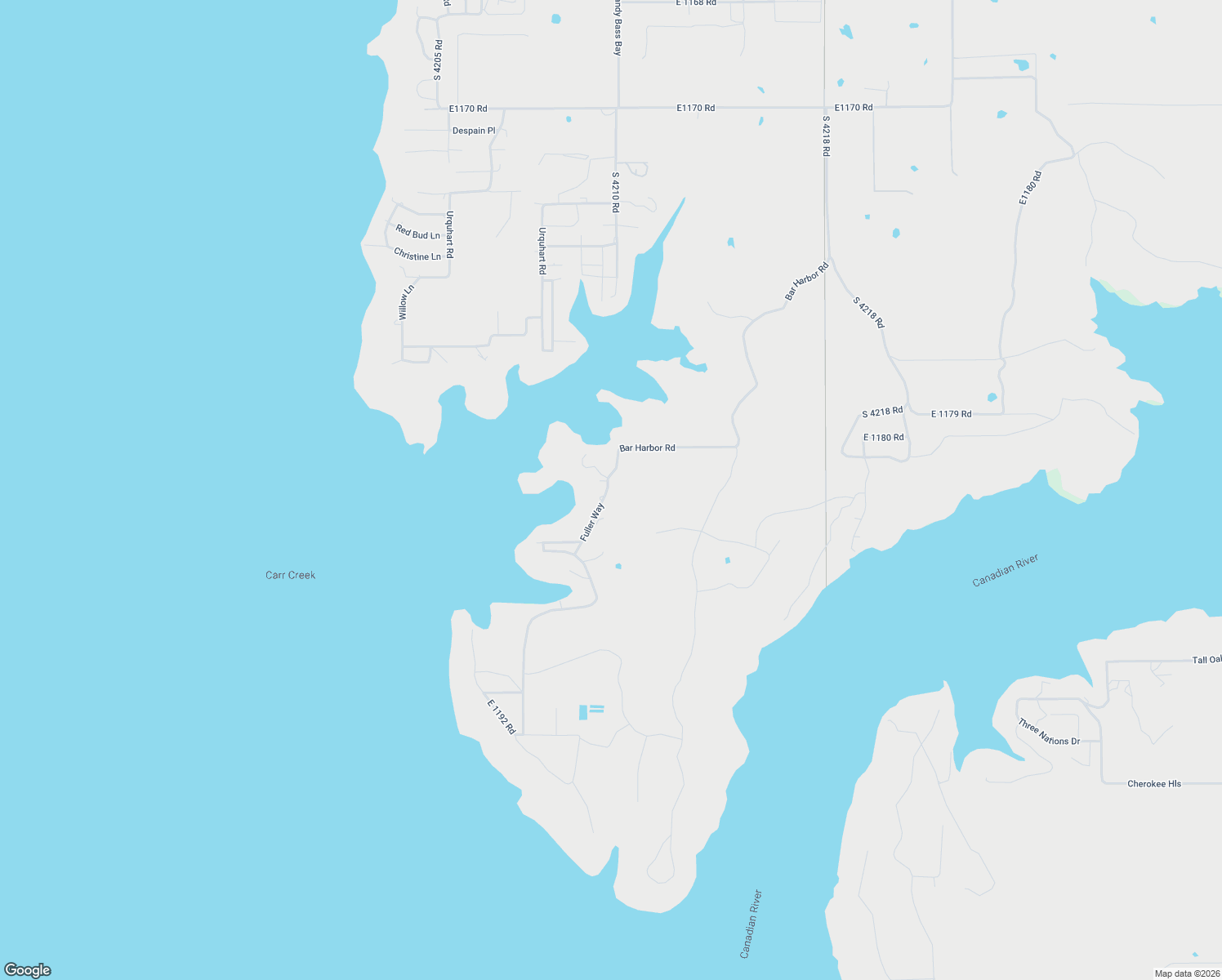map of restaurants, bars, coffee shops, grocery stores, and more near 118192 South 4214 Road in Eufaula