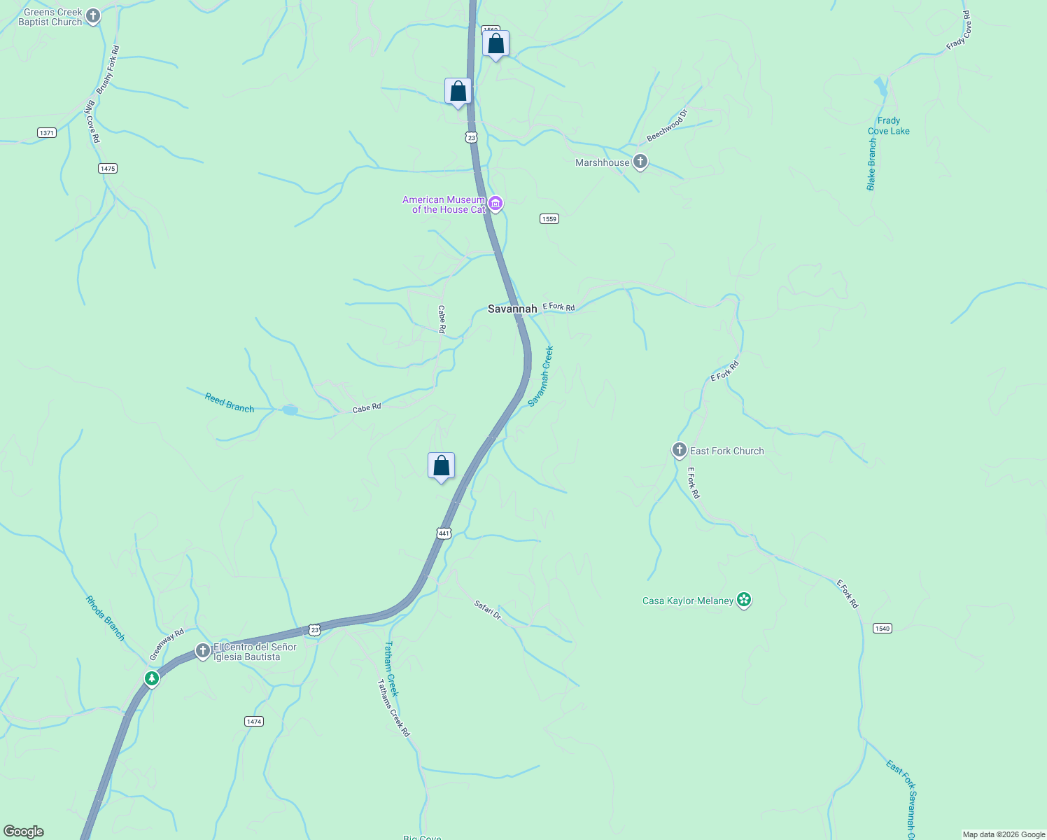 map of restaurants, bars, coffee shops, grocery stores, and more near 187 Turtle Creek Road in Sylva