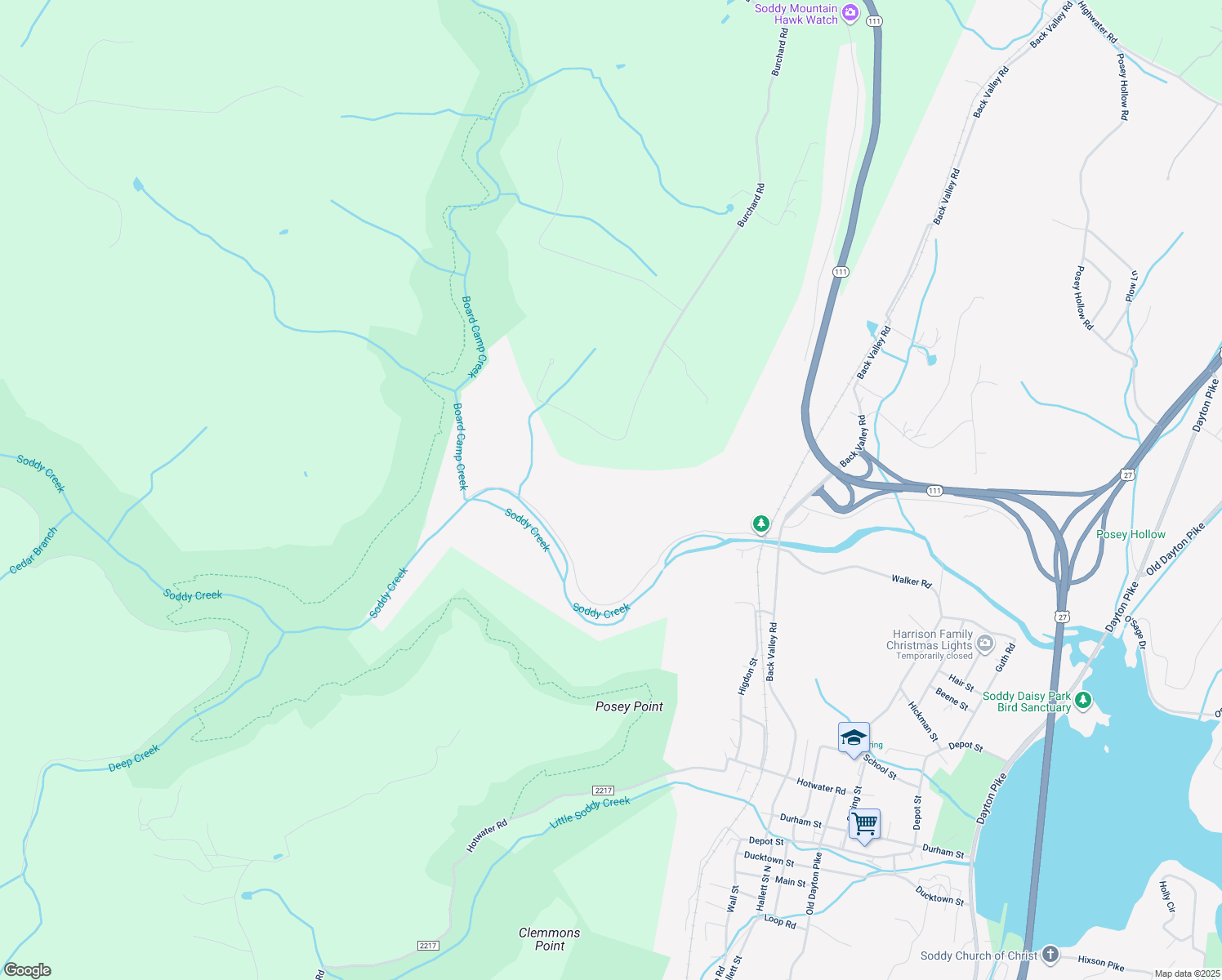 map of restaurants, bars, coffee shops, grocery stores, and more near 11850 Burchard Road in Flat Top Mountain