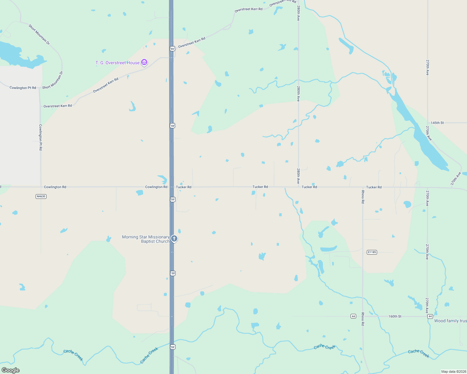 map of restaurants, bars, coffee shops, grocery stores, and more near County Road 1180 in Le Flore County