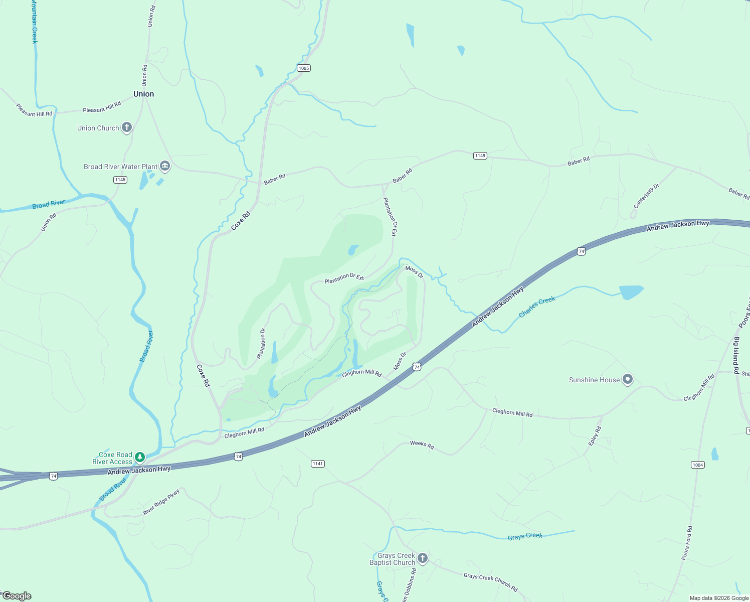 map of restaurants, bars, coffee shops, grocery stores, and more near 564 Moss Drive in Rutherfordton