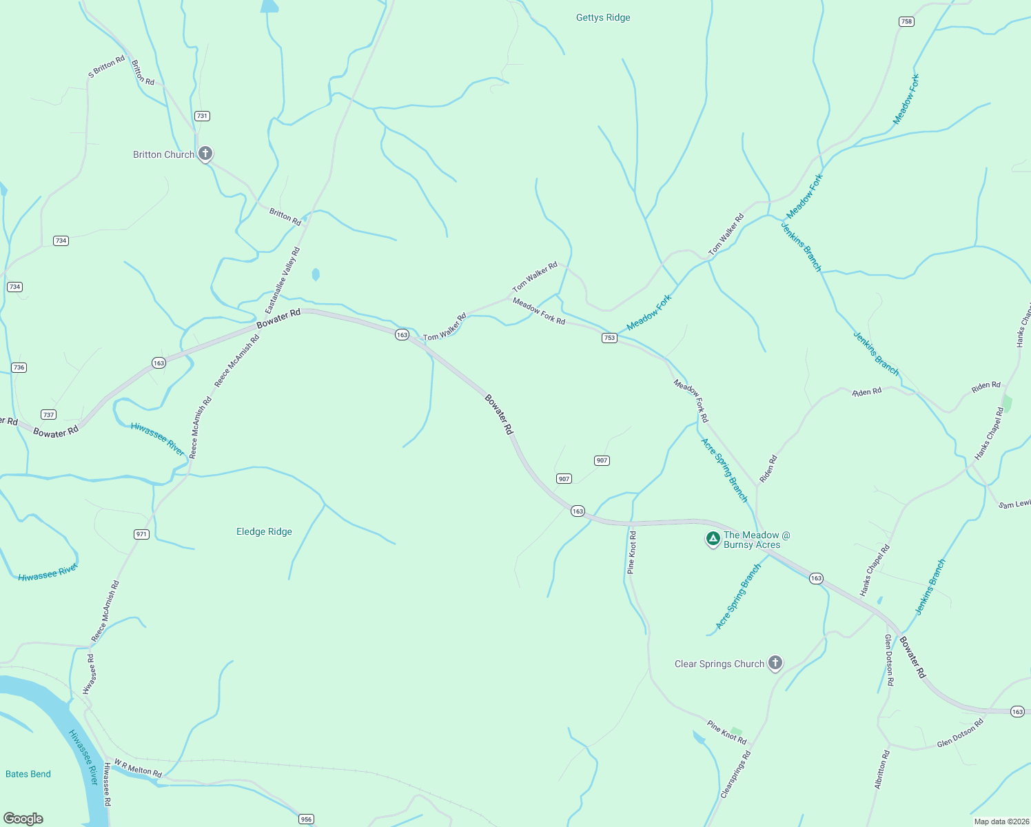 map of restaurants, bars, coffee shops, grocery stores, and more near 1413 Tennessee 163 in Calhoun