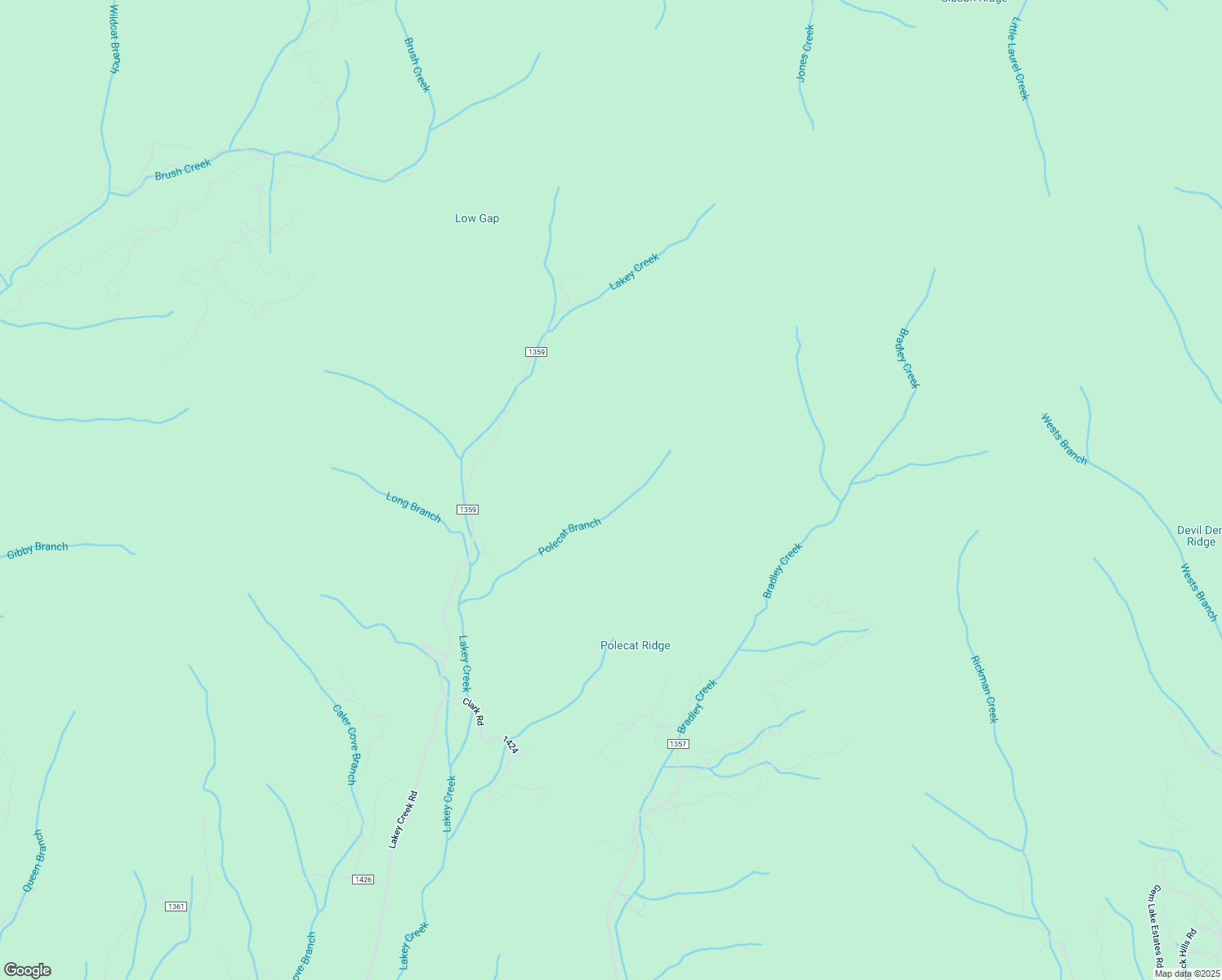 map of restaurants, bars, coffee shops, grocery stores, and more near Lakey Creek Road in Franklin