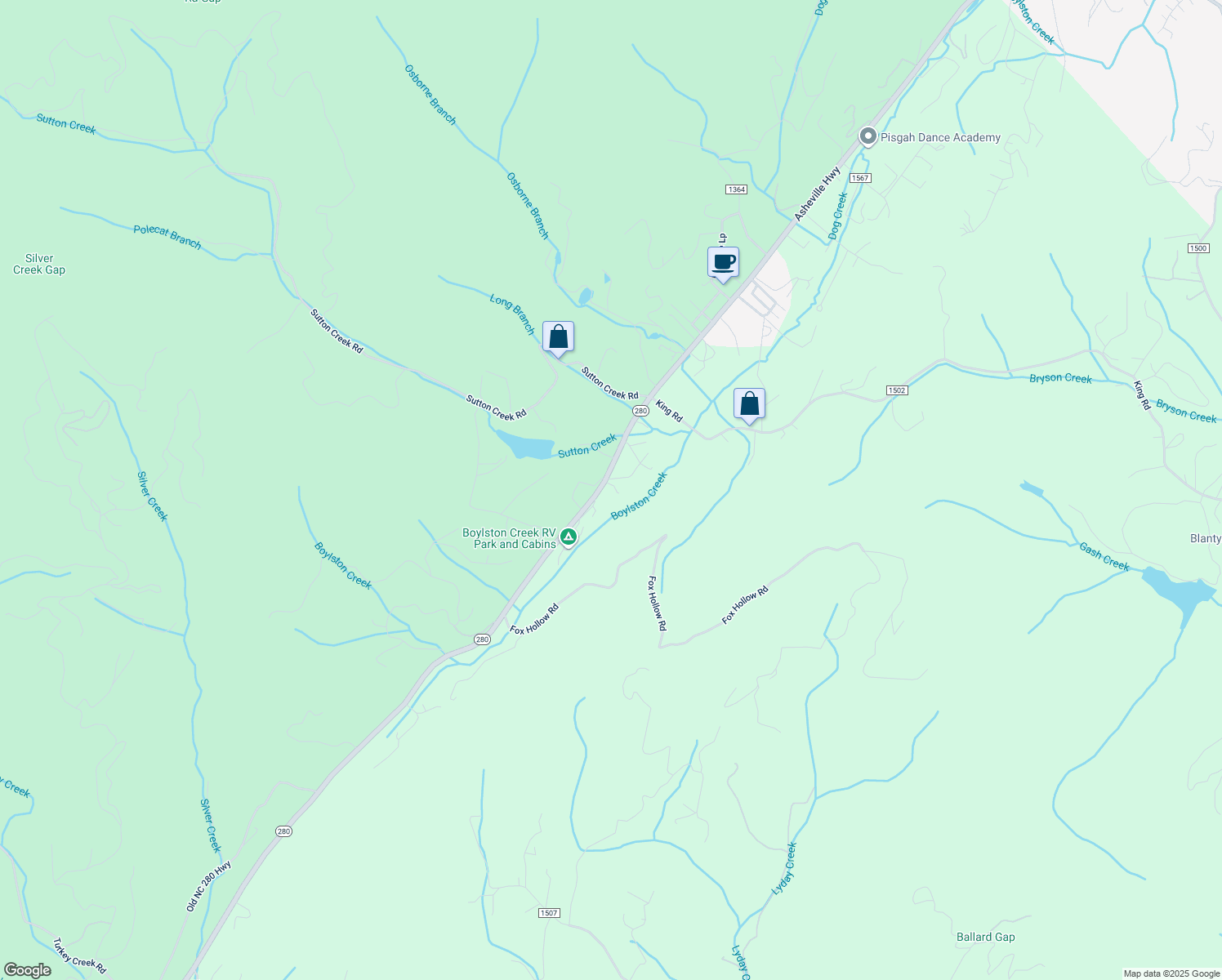 map of restaurants, bars, coffee shops, grocery stores, and more near 28 Shortview Drive in Transylvania County