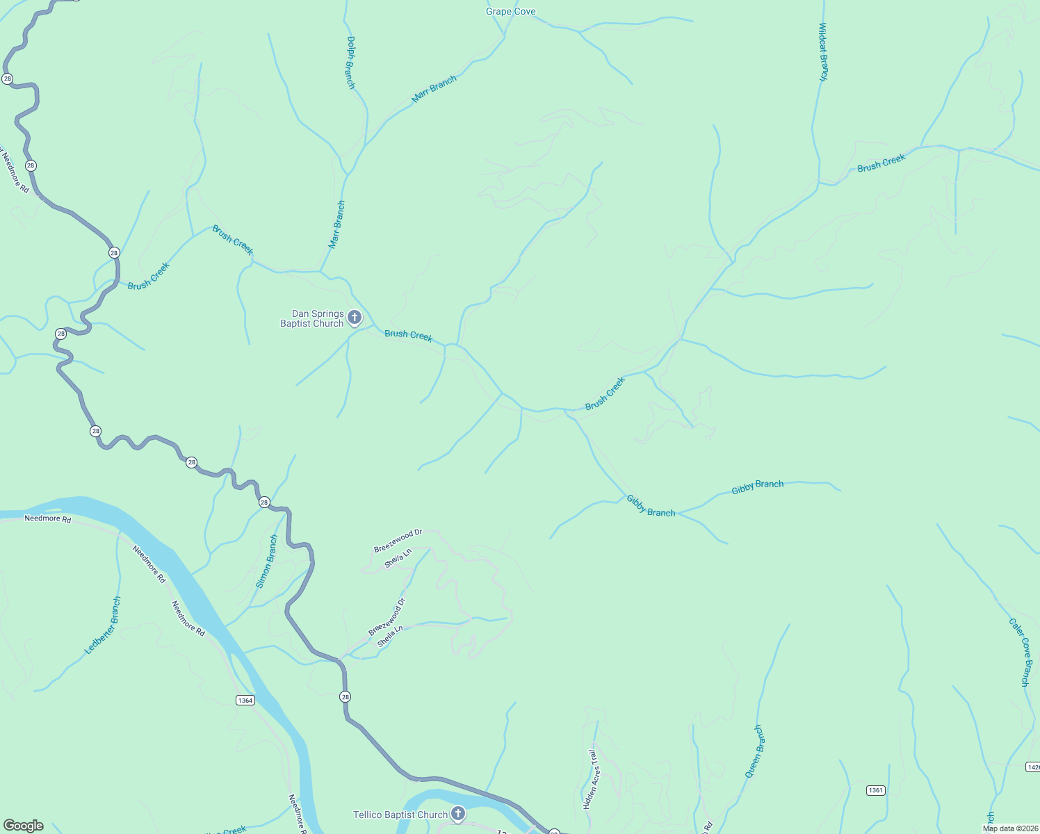map of restaurants, bars, coffee shops, grocery stores, and more near 1932 Brush Creek Road in Bryson City