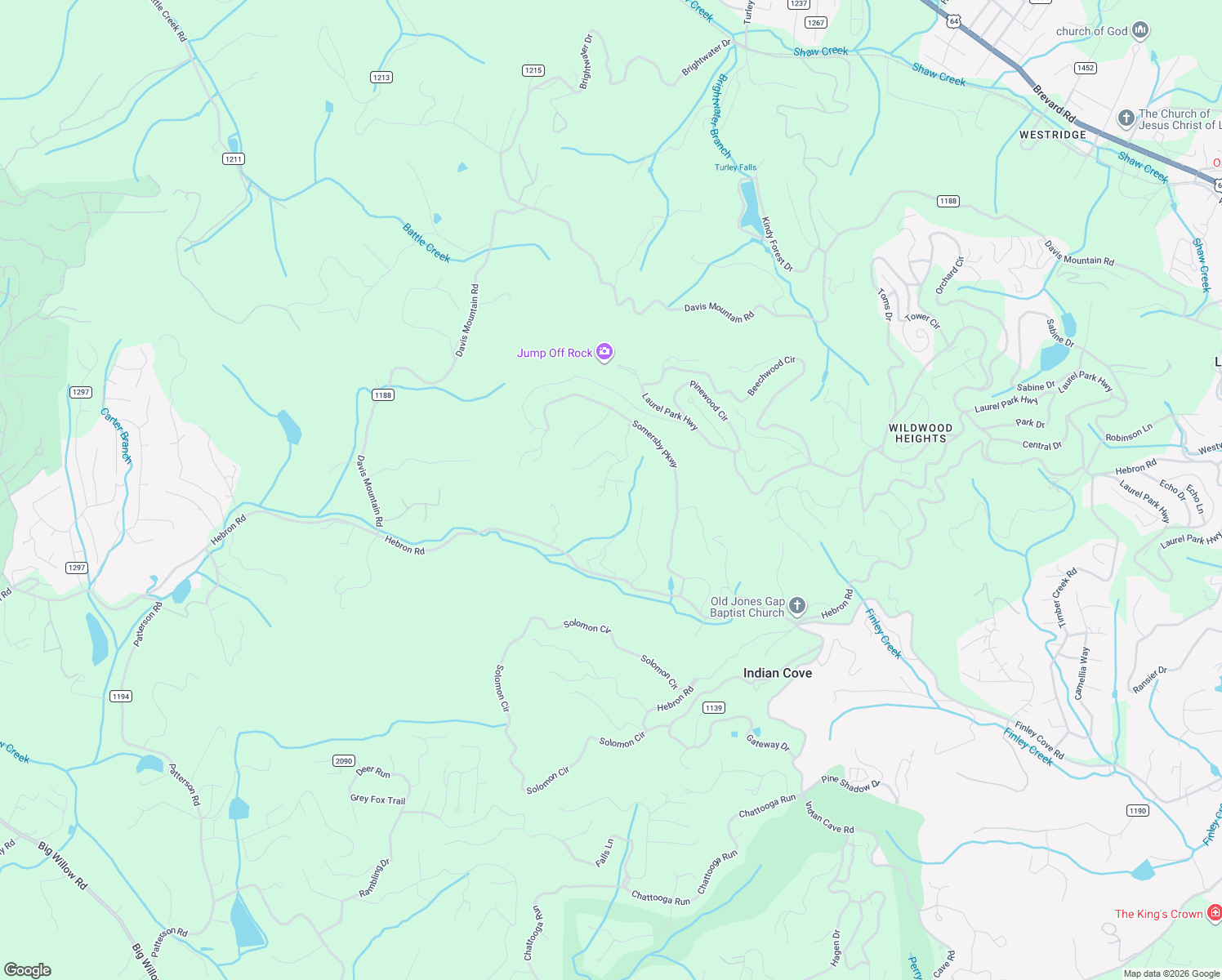 map of restaurants, bars, coffee shops, grocery stores, and more near 185 Ladys Fern Trail in Laurel Park