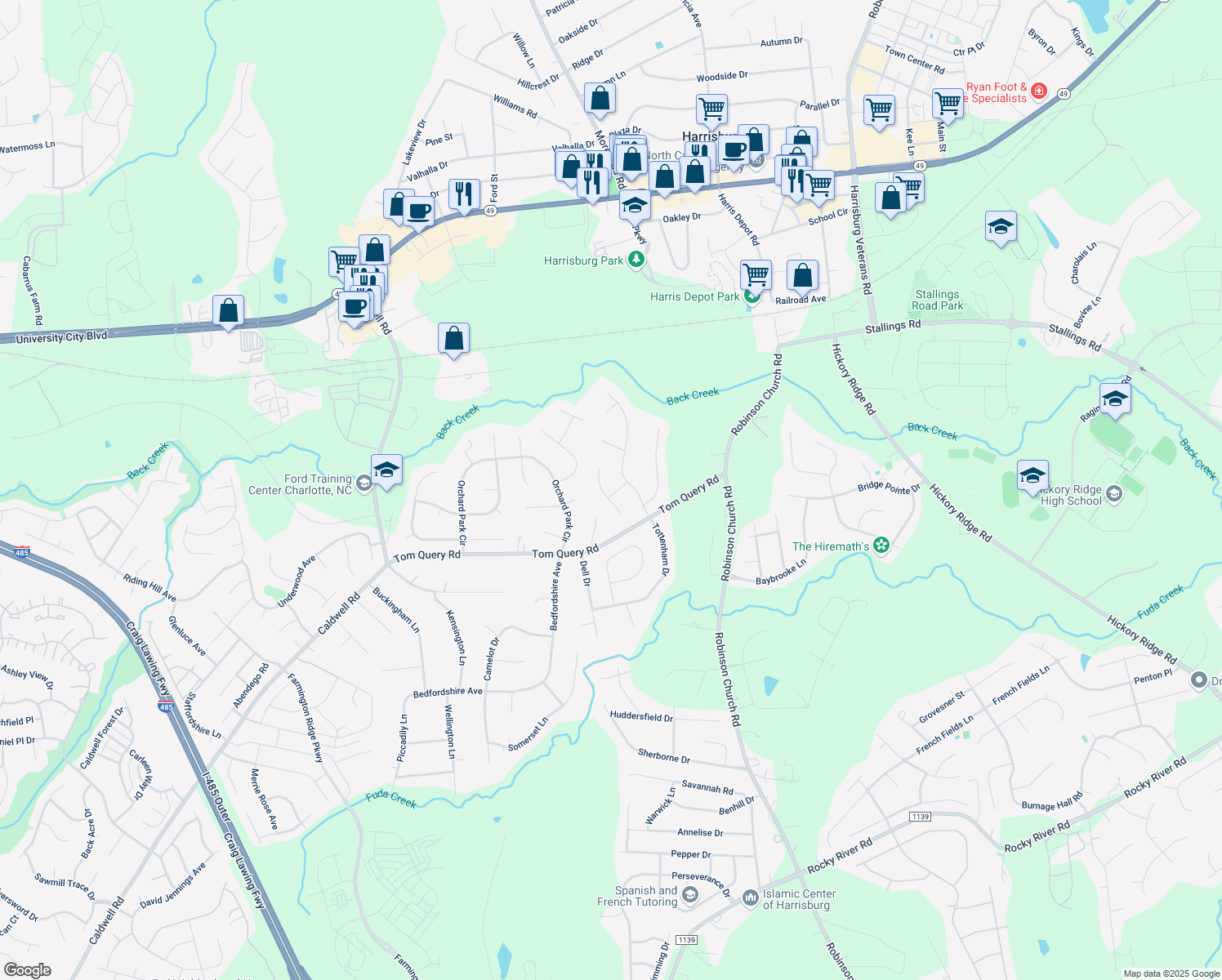 map of restaurants, bars, coffee shops, grocery stores, and more near 7770 Coachman Court in Harrisburg