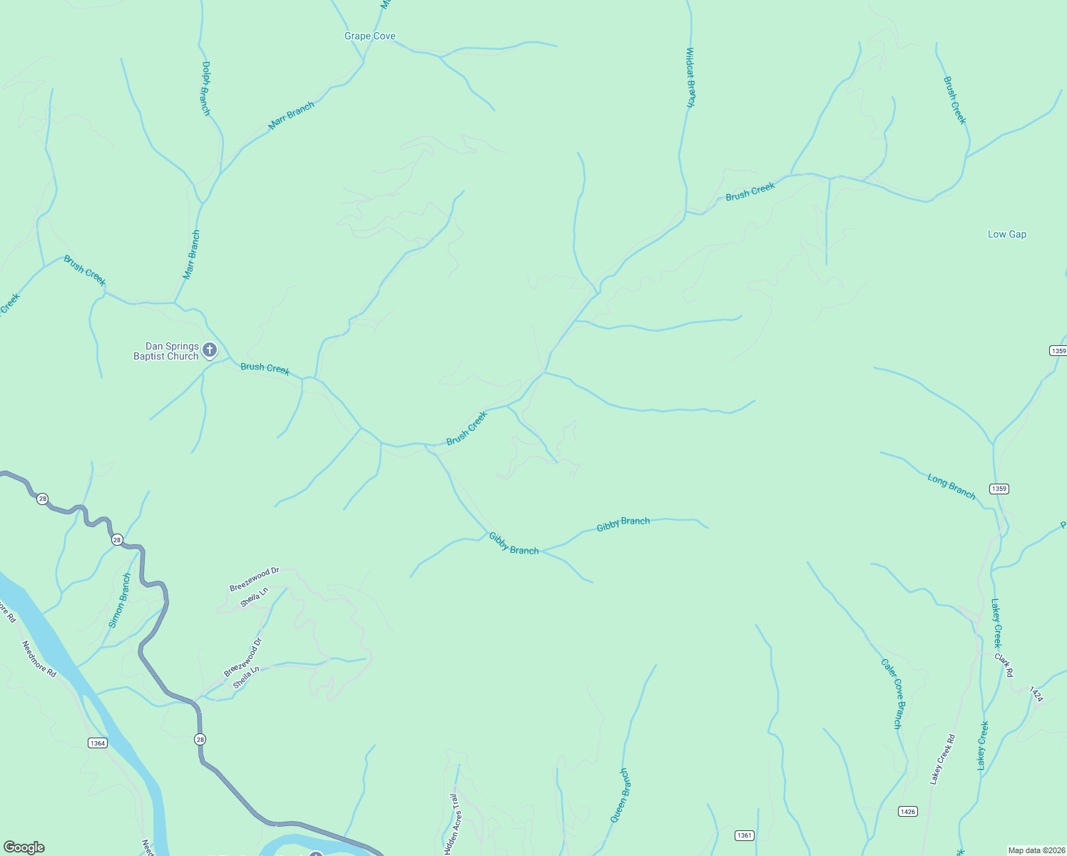 map of restaurants, bars, coffee shops, grocery stores, and more near 280 Fox Run Road in Bryson City