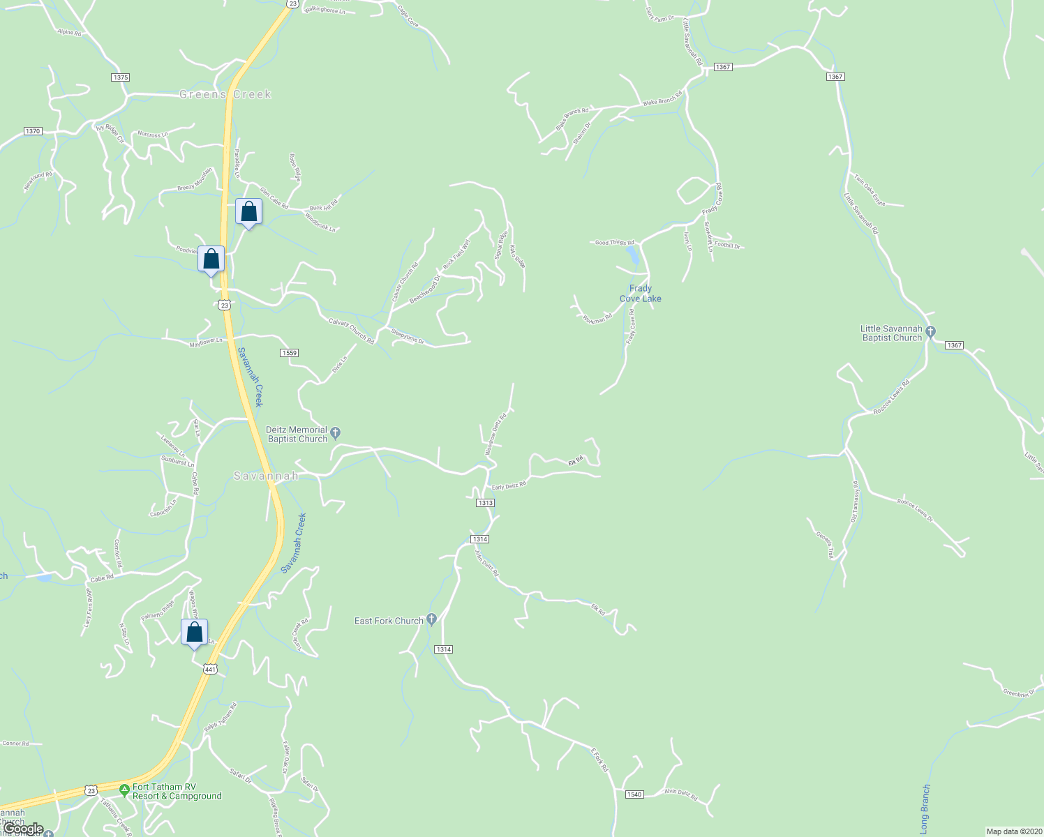 map of restaurants, bars, coffee shops, grocery stores, and more near 132 Woodrow Deitz Road in Sylva
