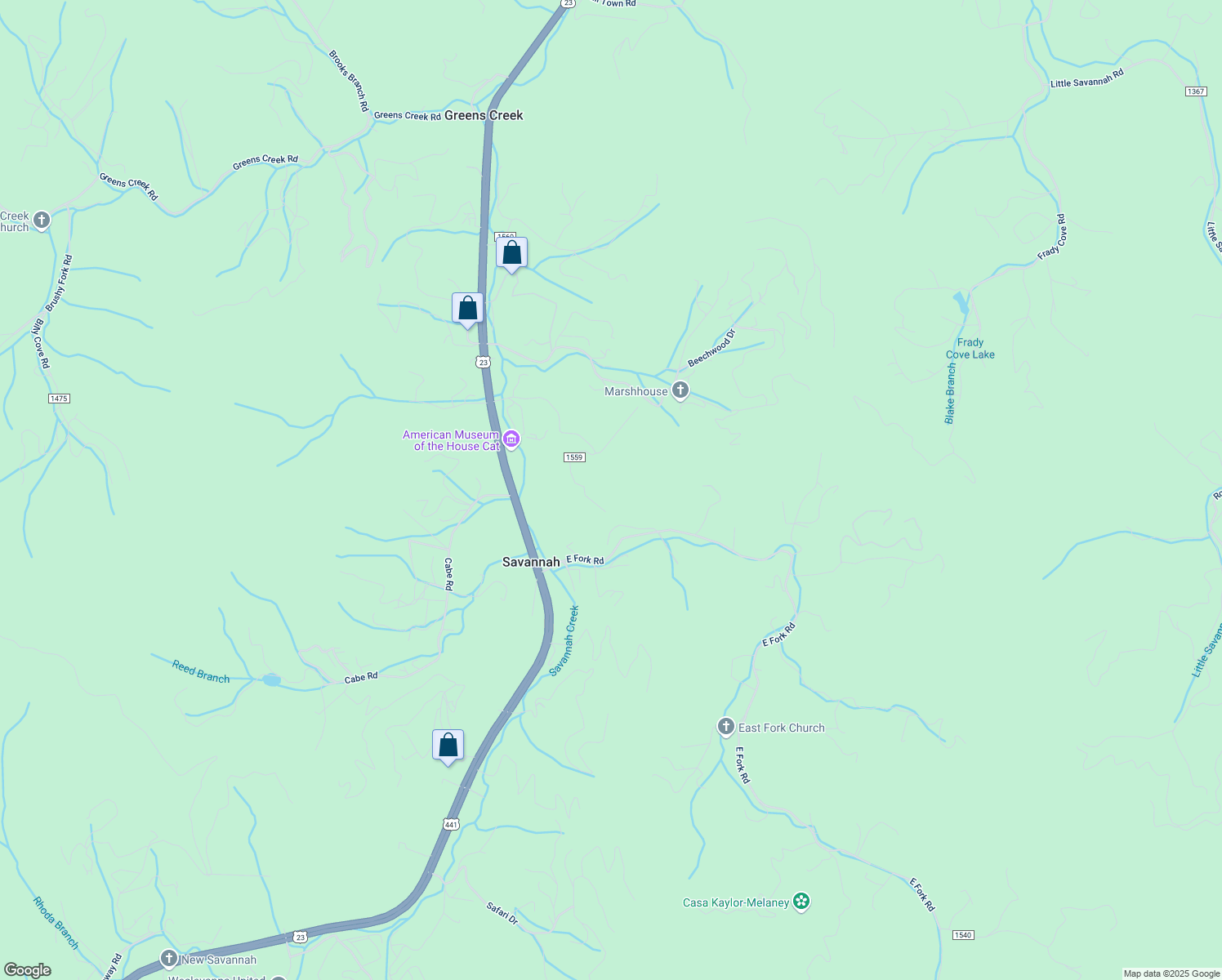 map of restaurants, bars, coffee shops, grocery stores, and more near 212 Timber Leaf Drive in Sylva