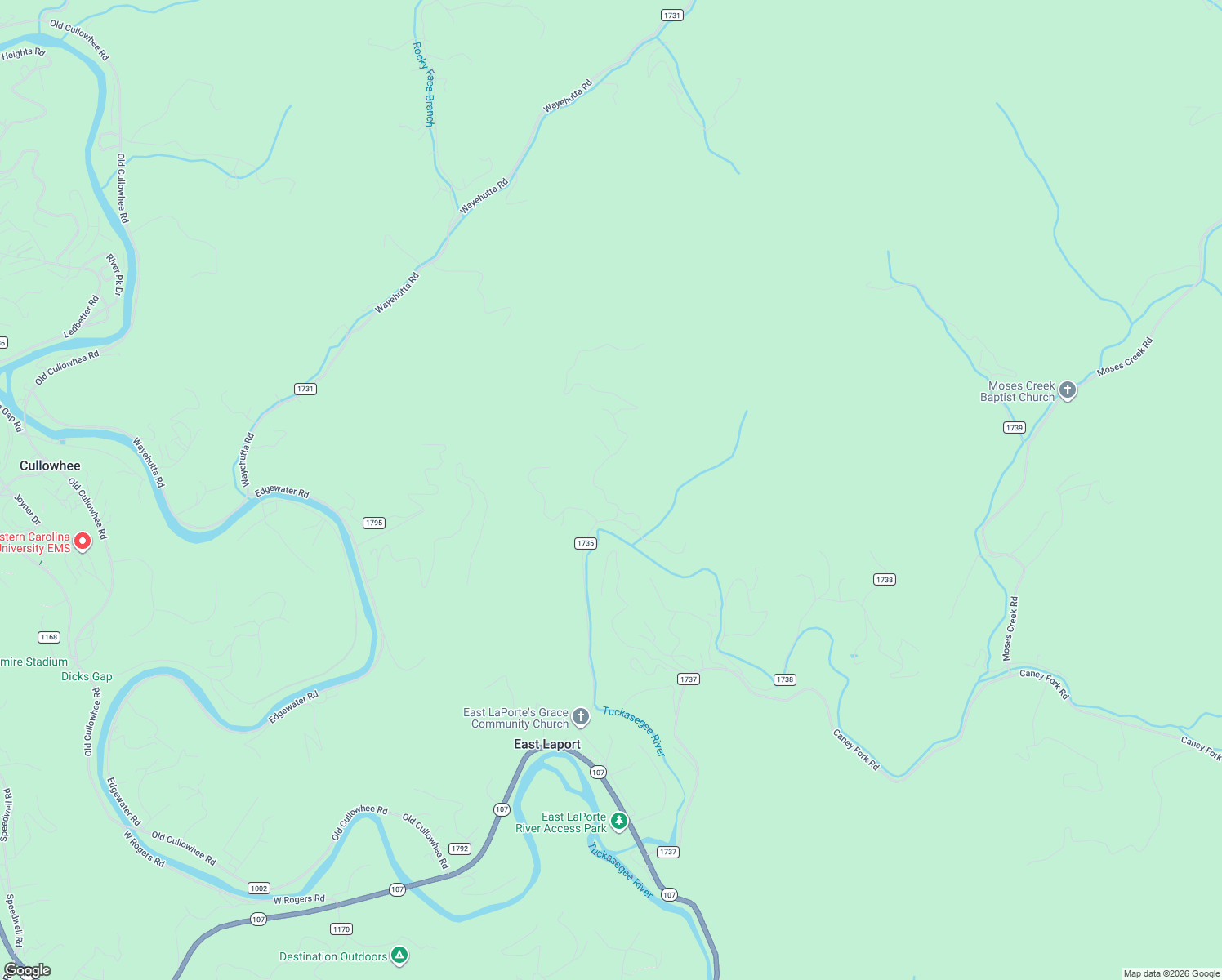 map of restaurants, bars, coffee shops, grocery stores, and more near 8 East Laporte Acres in Cullowhee