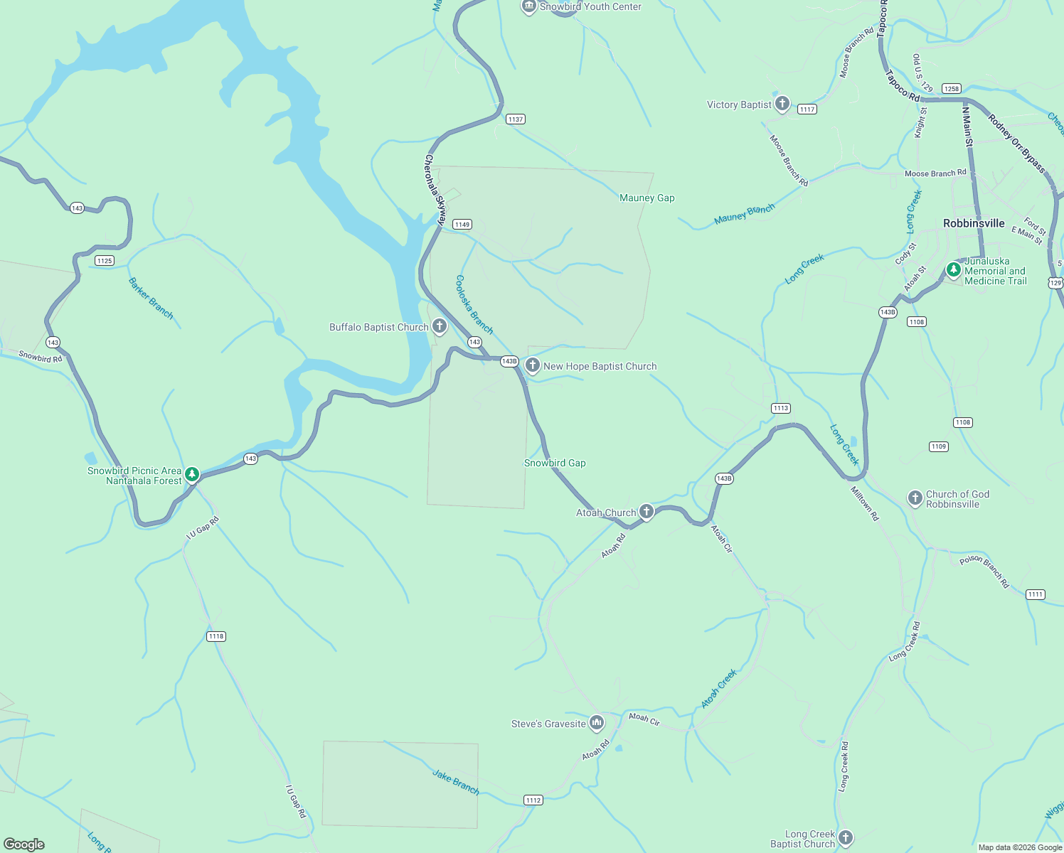 map of restaurants, bars, coffee shops, grocery stores, and more near 2250 Snowbird Road in Robbinsville