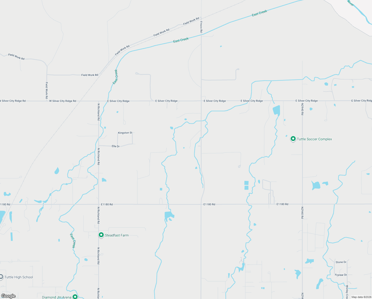 map of restaurants, bars, coffee shops, grocery stores, and more near 1505 North Frisco Road in Tuttle