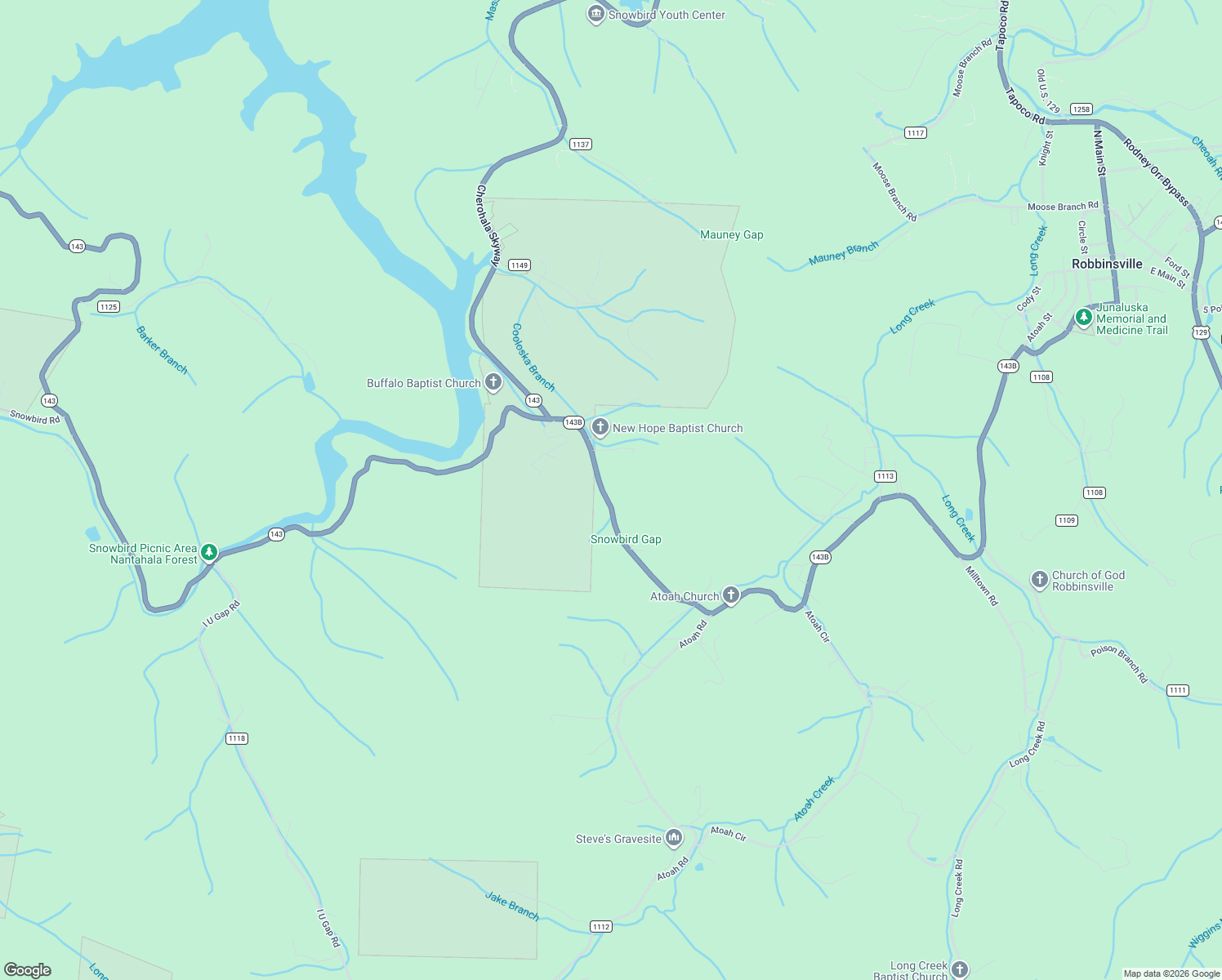 map of restaurants, bars, coffee shops, grocery stores, and more near 2250 Snowbird Road in Robbinsville