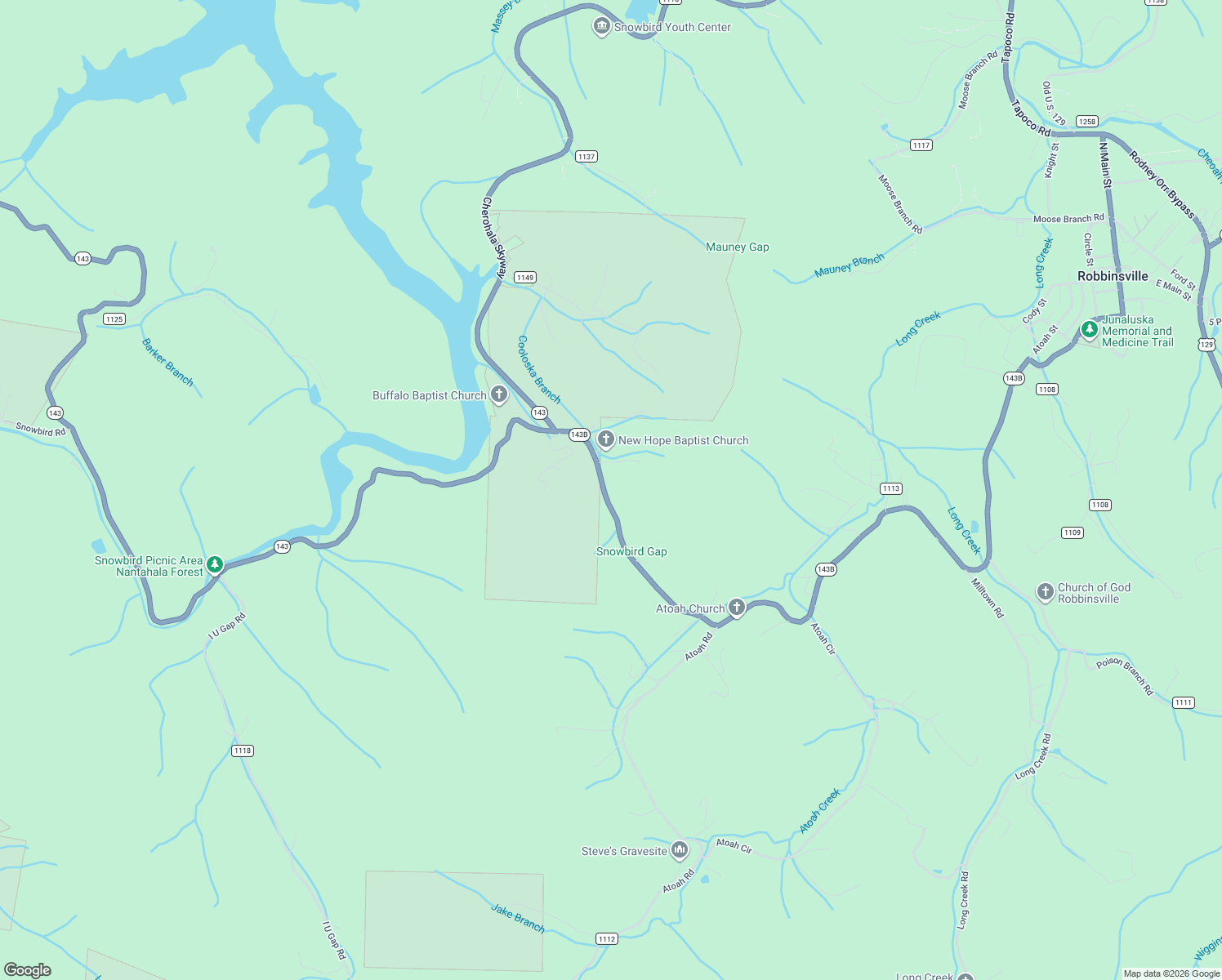 map of restaurants, bars, coffee shops, grocery stores, and more near 2250 Snowbird Road in Robbinsville