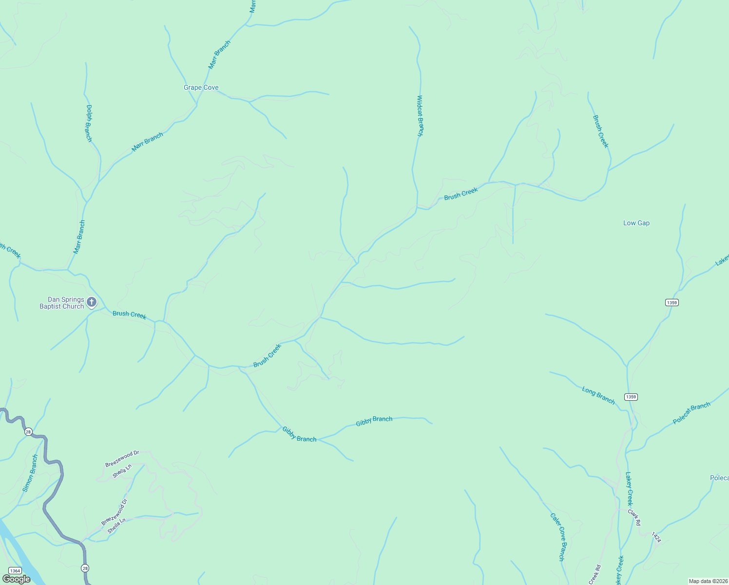 map of restaurants, bars, coffee shops, grocery stores, and more near 127 Houston Farm Road in Bryson City