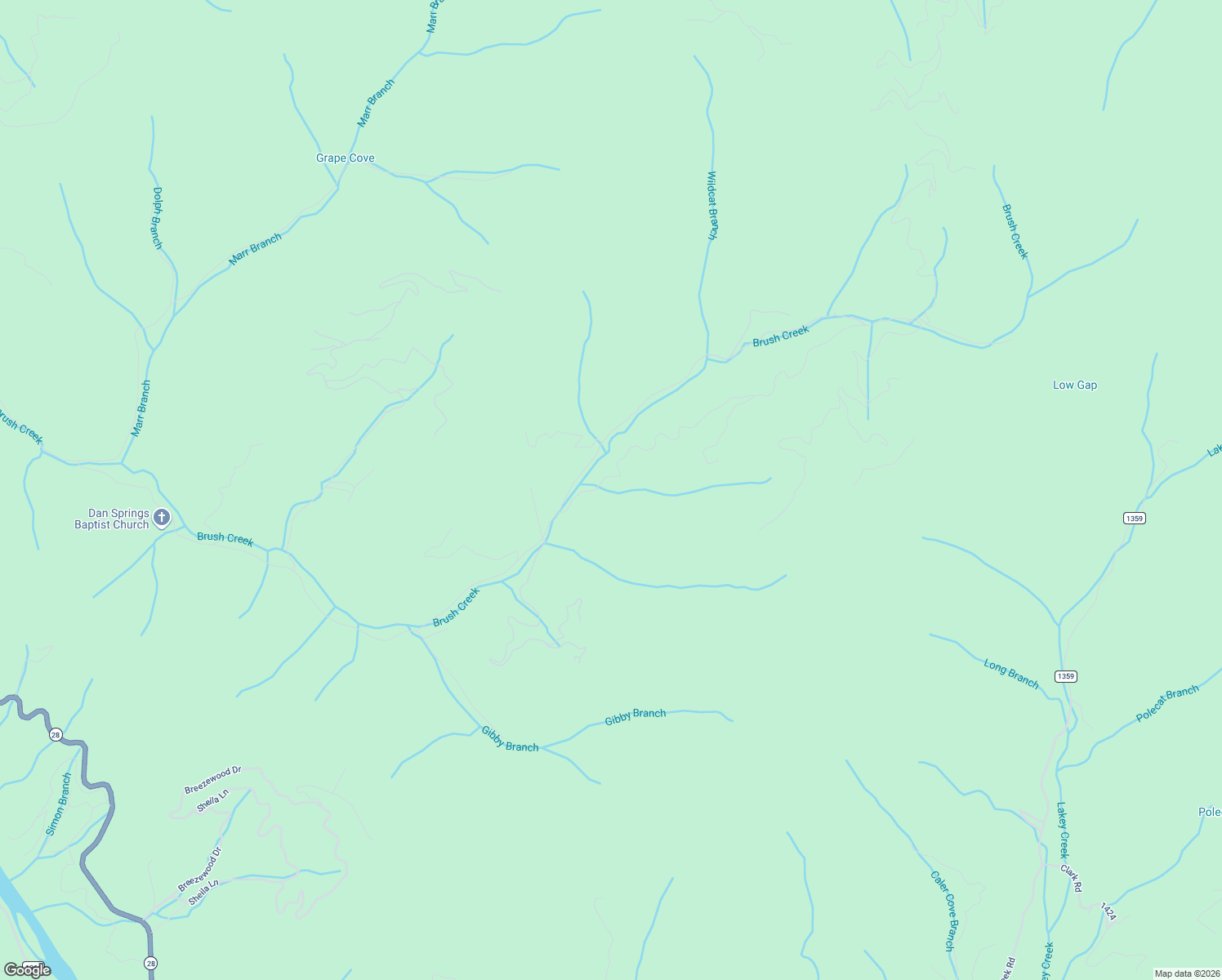 map of restaurants, bars, coffee shops, grocery stores, and more near 127 Houston Farm Road in Bryson City