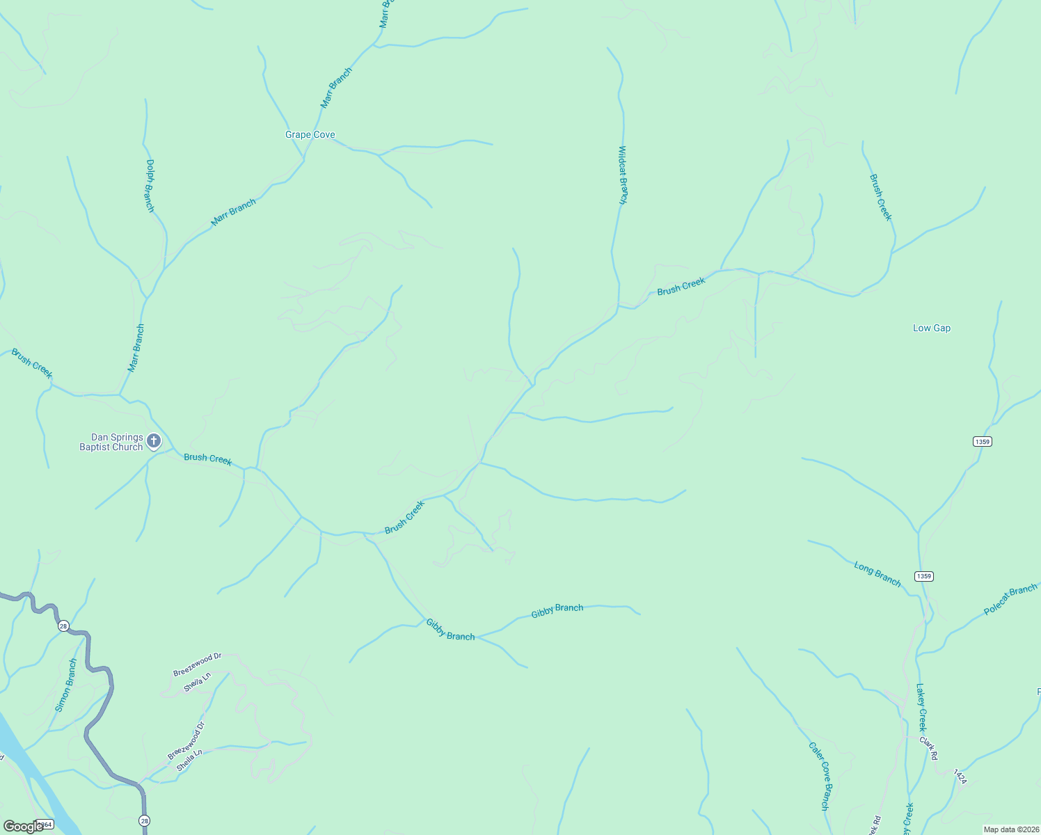map of restaurants, bars, coffee shops, grocery stores, and more near 127 Houston Farm Road in Bryson City