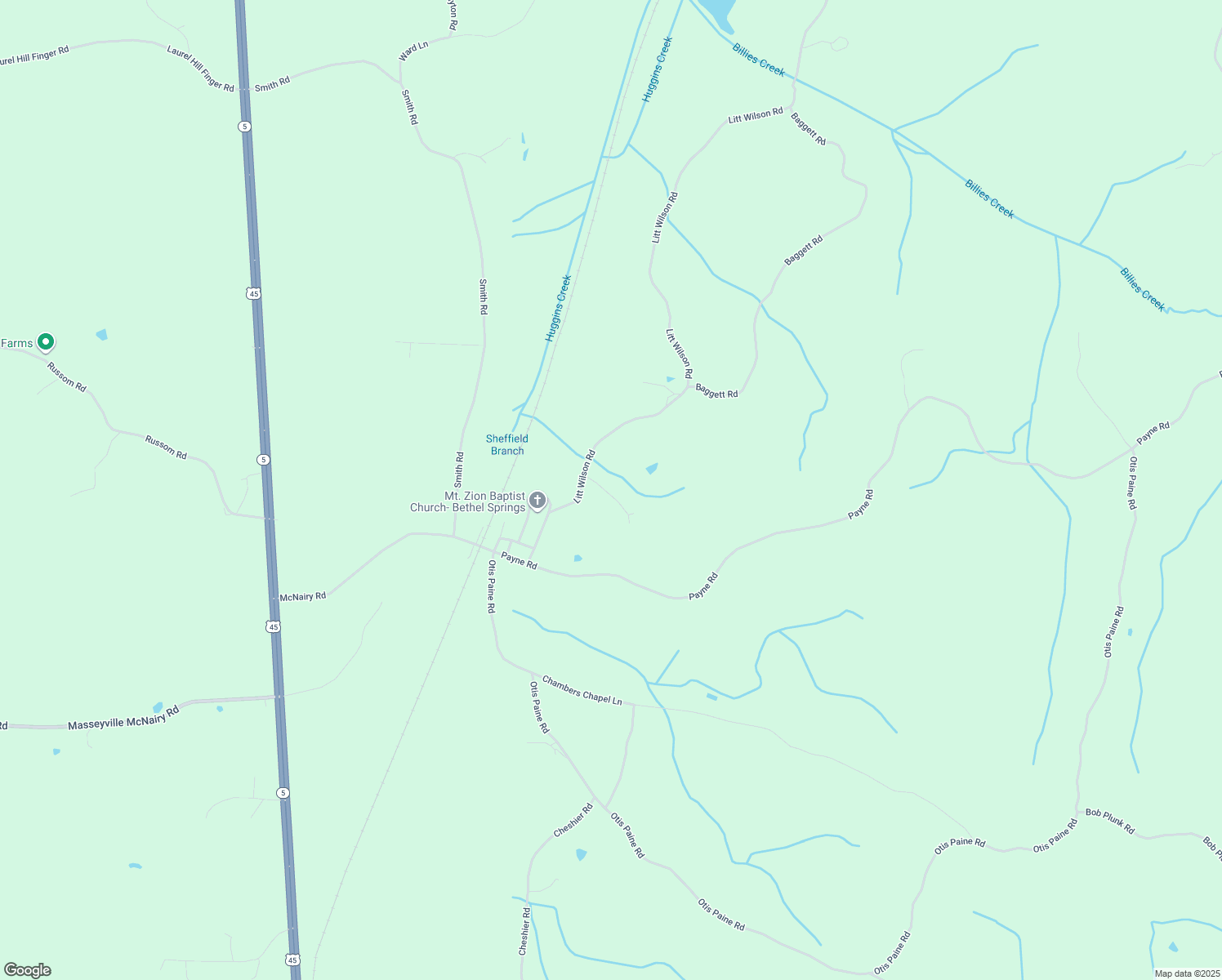 map of restaurants, bars, coffee shops, grocery stores, and more near 102 Kilburn Ln in Bethel Springs