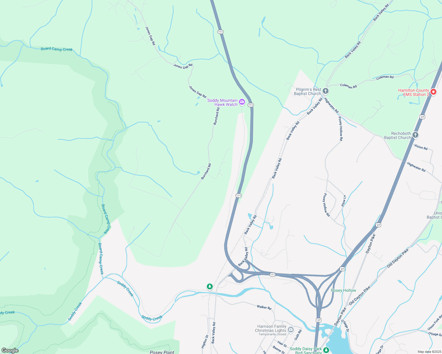 map of restaurants, bars, coffee shops, grocery stores, and more near 12104 Laurbrow Road in Soddy-Daisy