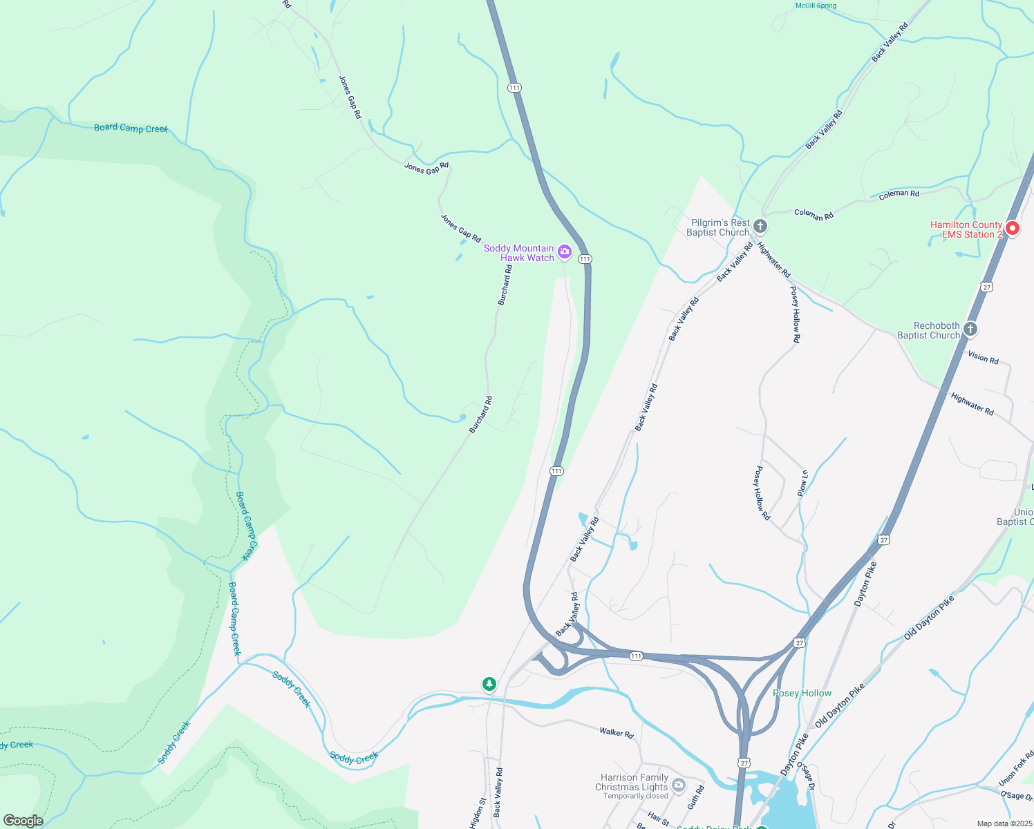 map of restaurants, bars, coffee shops, grocery stores, and more near 12104 Laurbrow Road in Soddy-Daisy