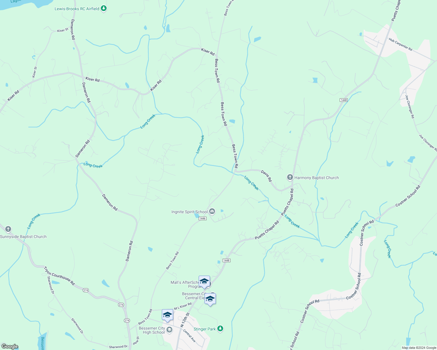 map of restaurants, bars, coffee shops, grocery stores, and more near in Bessemer City