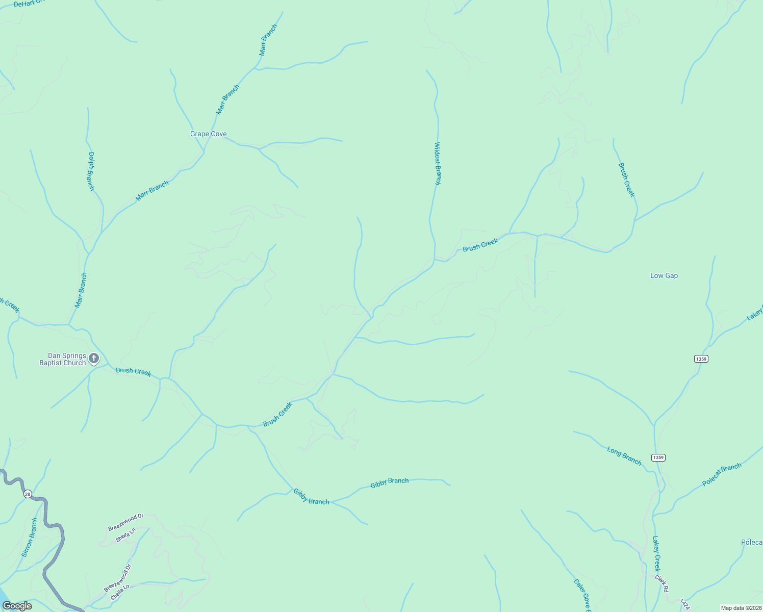 map of restaurants, bars, coffee shops, grocery stores, and more near 3004 Brush Creek Road in Bryson City