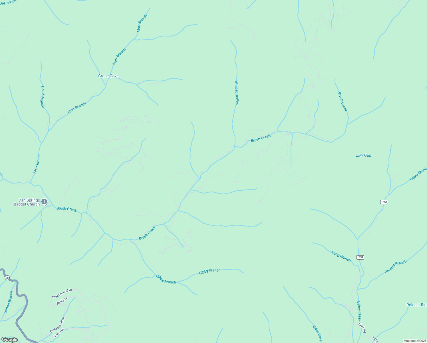 map of restaurants, bars, coffee shops, grocery stores, and more near 3004 Brush Creek Road in Bryson City