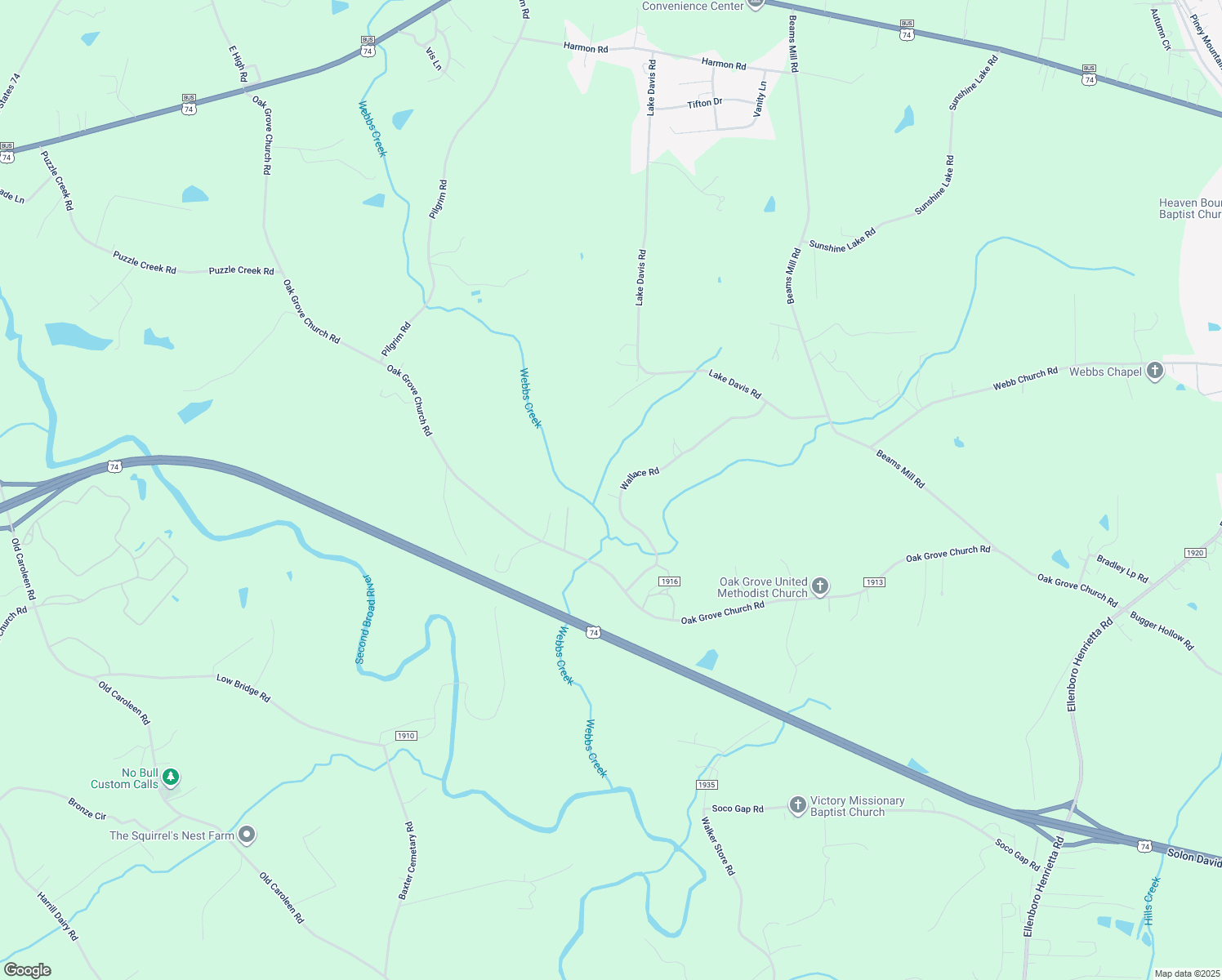 map of restaurants, bars, coffee shops, grocery stores, and more near 384 Wallace Road in Ellenboro