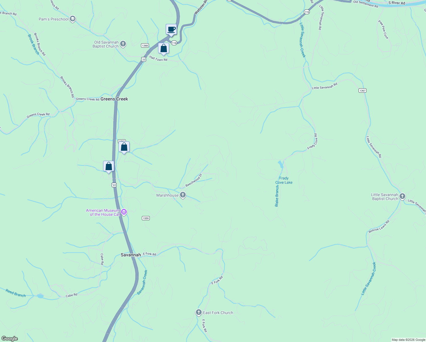 map of restaurants, bars, coffee shops, grocery stores, and more near 322 Beechwood Drive in Sylva
