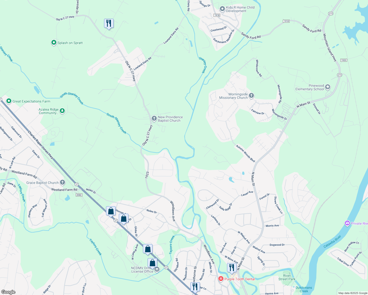 map of restaurants, bars, coffee shops, grocery stores, and more near North Main Street in Mount Holly