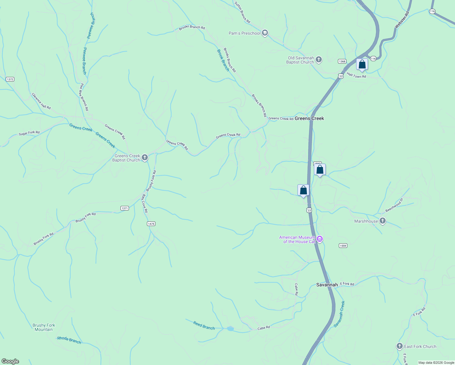 map of restaurants, bars, coffee shops, grocery stores, and more near Steep Hill Road in Jackson County