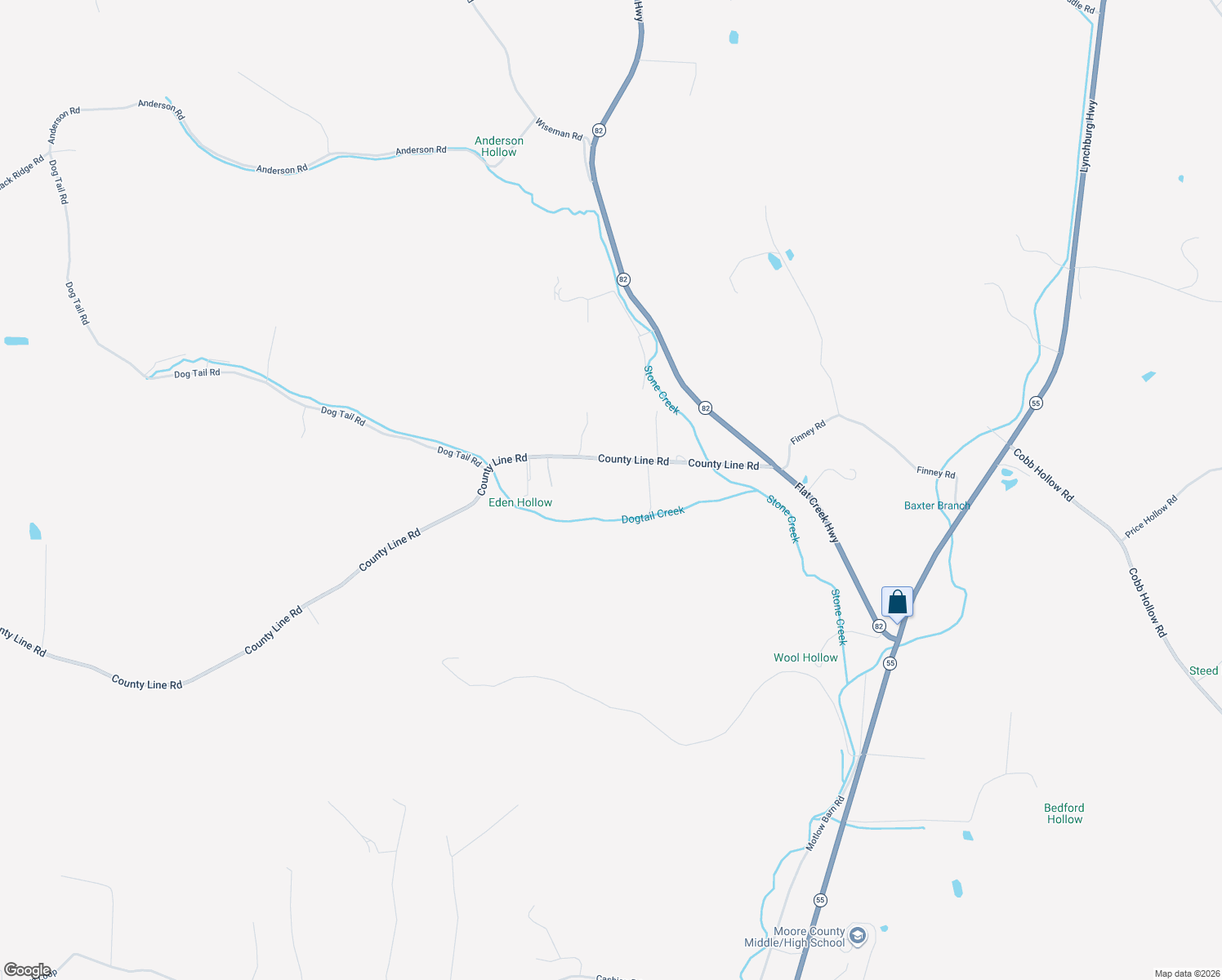 map of restaurants, bars, coffee shops, grocery stores, and more near 487 County Line Road in Lynchburg