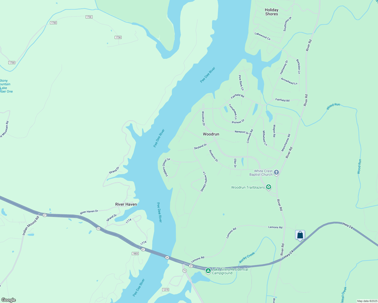 map of restaurants, bars, coffee shops, grocery stores, and more near 319 Skyland Court in Mount Gilead
