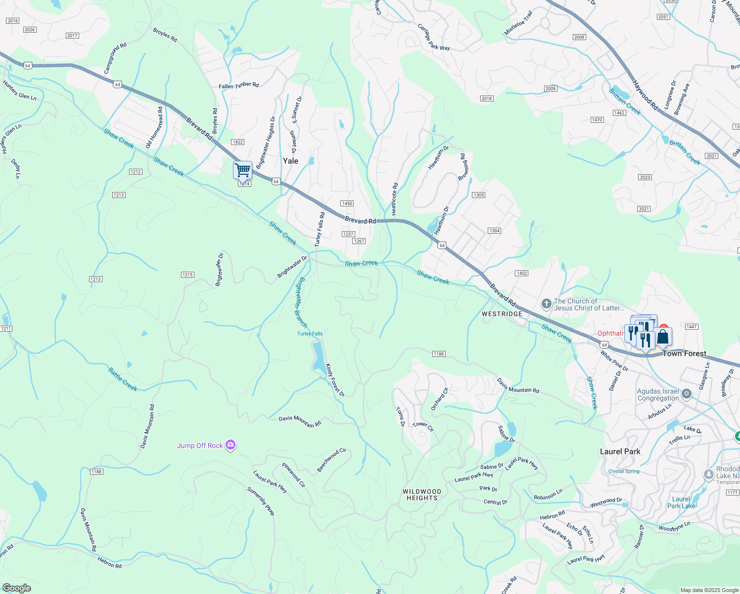 map of restaurants, bars, coffee shops, grocery stores, and more near 224 Sky Lake Drive in Hendersonville