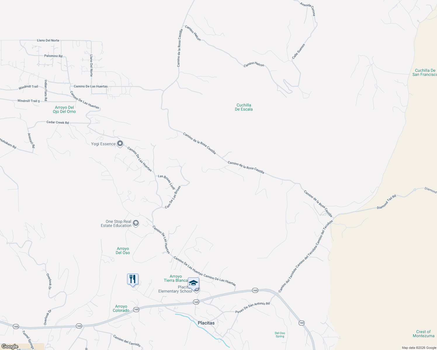 map of restaurants, bars, coffee shops, grocery stores, and more near 1 Deba Jo De Ojo in Placitas
