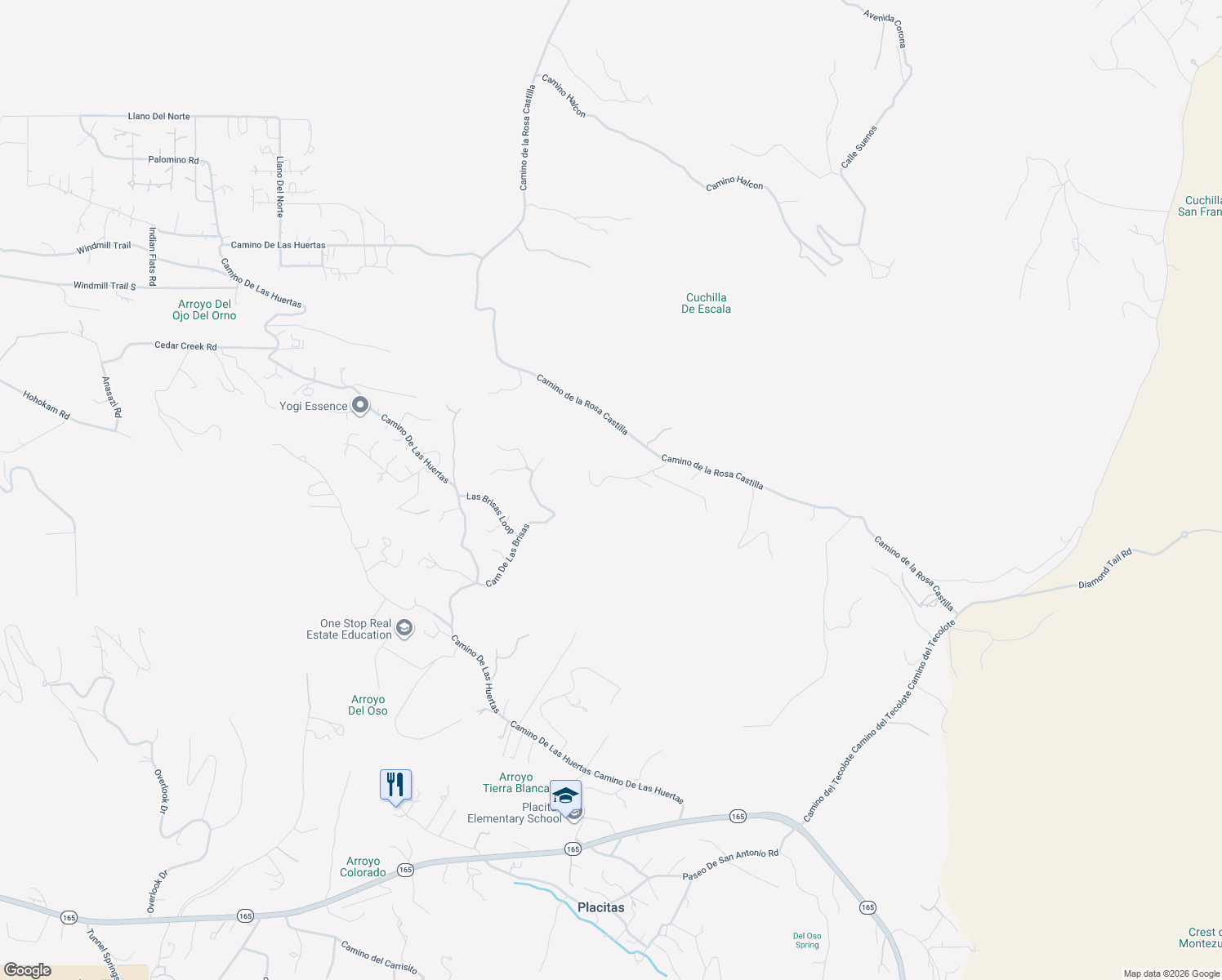 map of restaurants, bars, coffee shops, grocery stores, and more near 1 Deba Jo De Ojo in Placitas