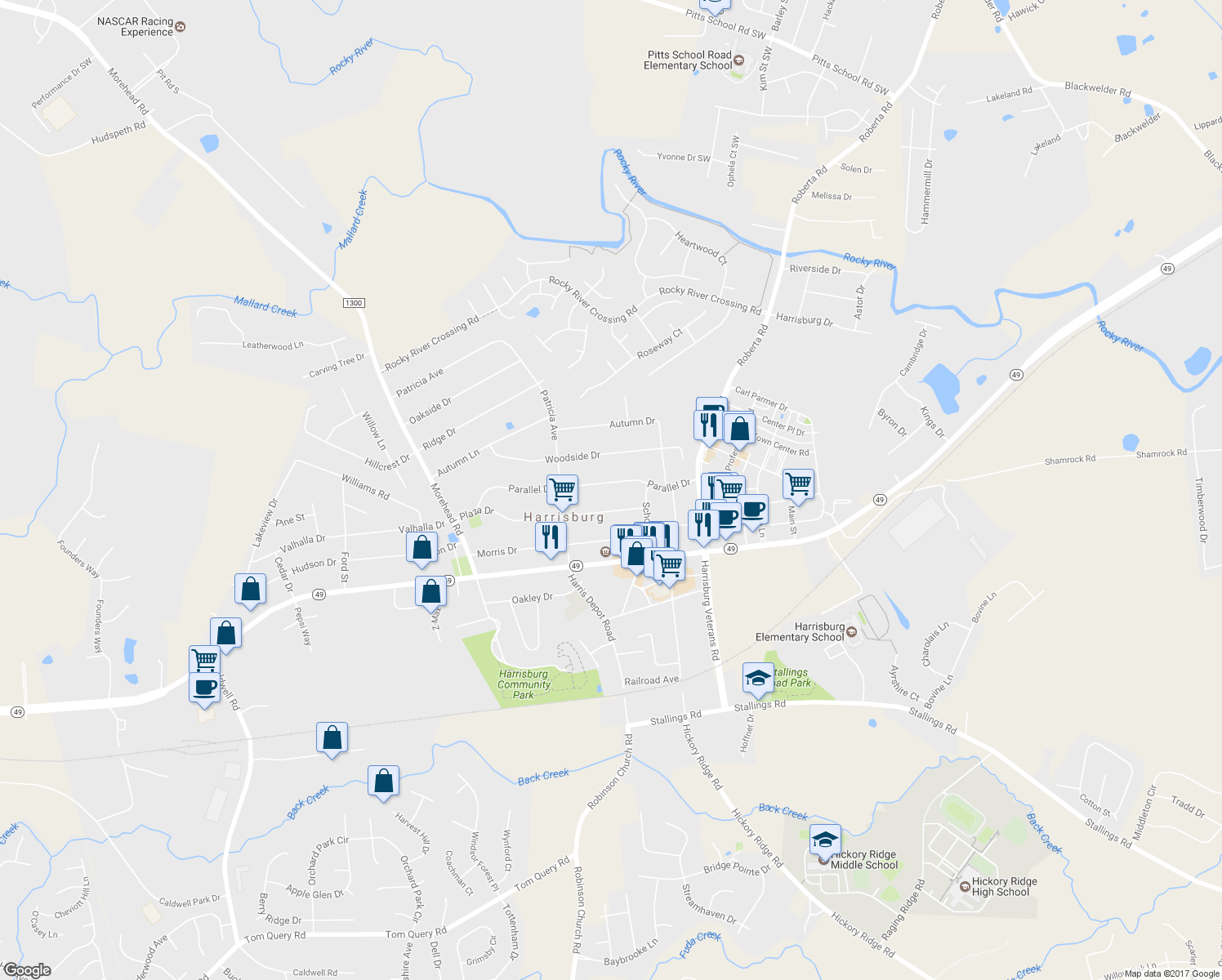 map of restaurants, bars, coffee shops, grocery stores, and more near 400 Parallel Drive in Harrisburg
