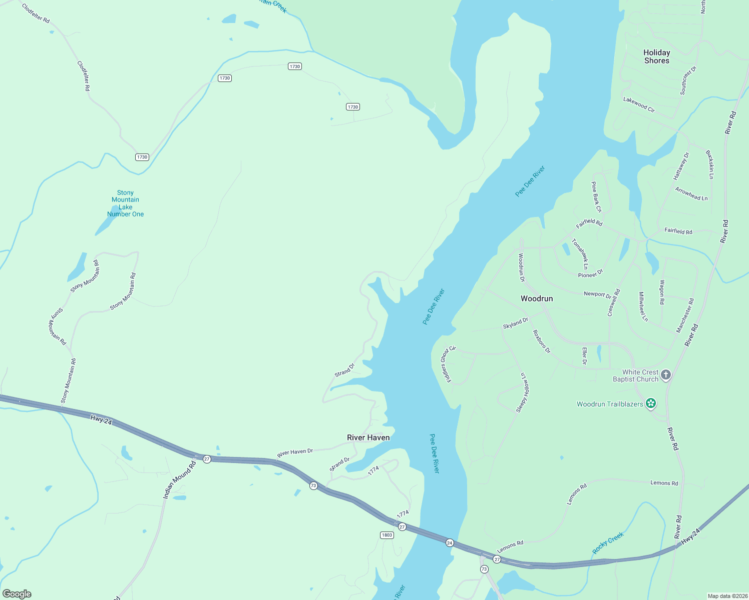 map of restaurants, bars, coffee shops, grocery stores, and more near 24614 Strand Drive in Albemarle