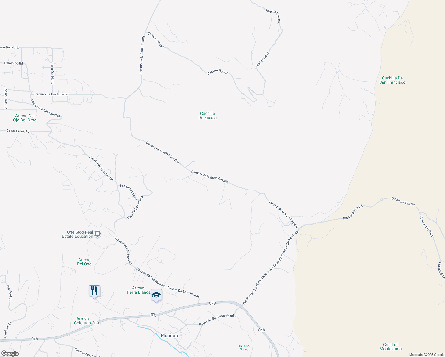 map of restaurants, bars, coffee shops, grocery stores, and more near in Placitas