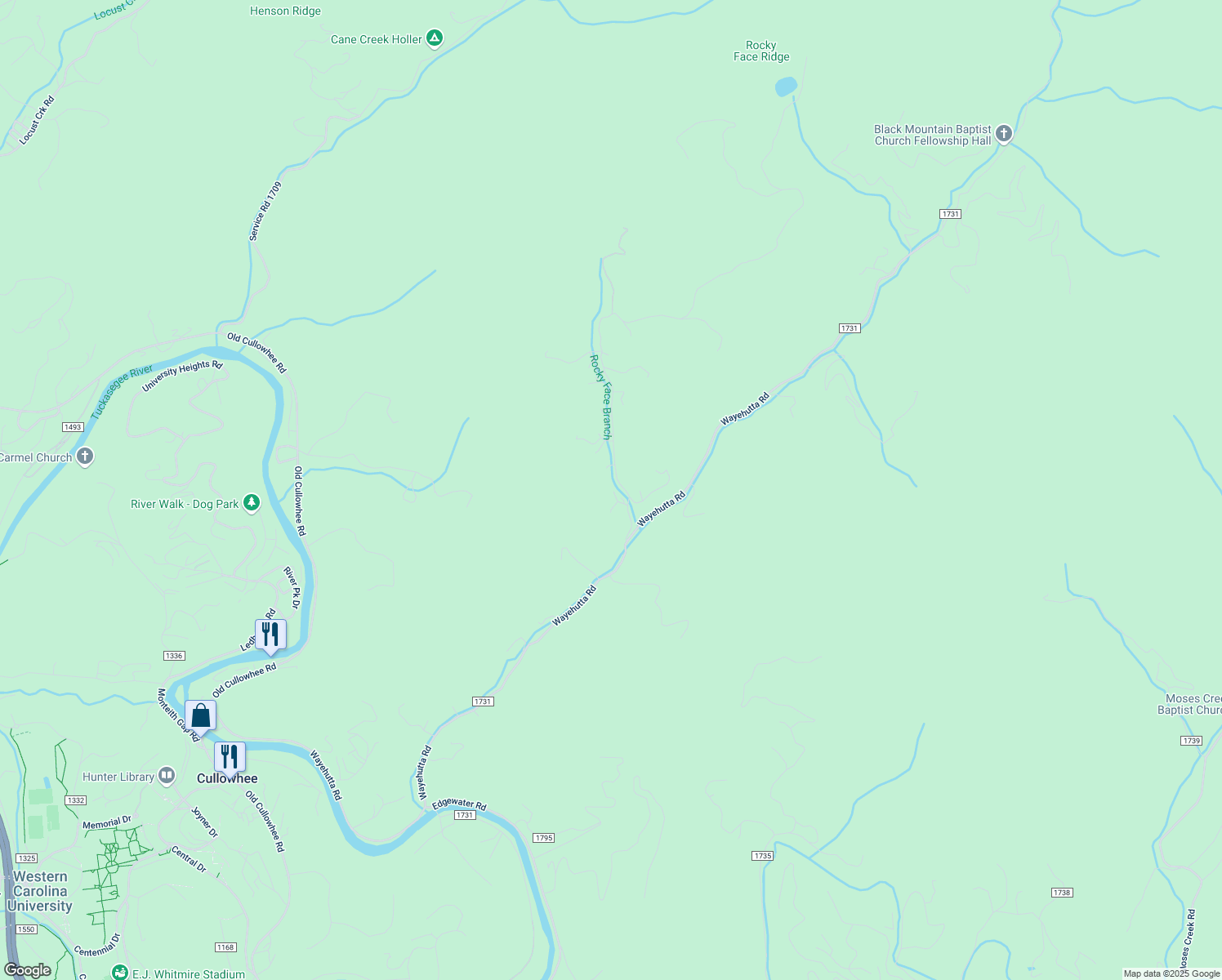 map of restaurants, bars, coffee shops, grocery stores, and more near 354 Watson Branch Road in Cullowhee