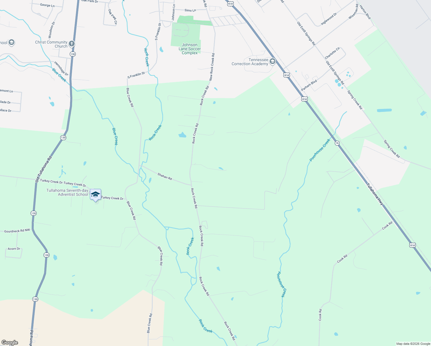 map of restaurants, bars, coffee shops, grocery stores, and more near 222 Dale Haven Ln in Tullahoma