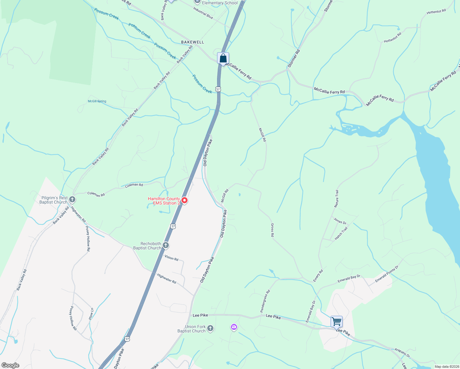 map of restaurants, bars, coffee shops, grocery stores, and more near 13008 McGill Road in Soddy-Daisy