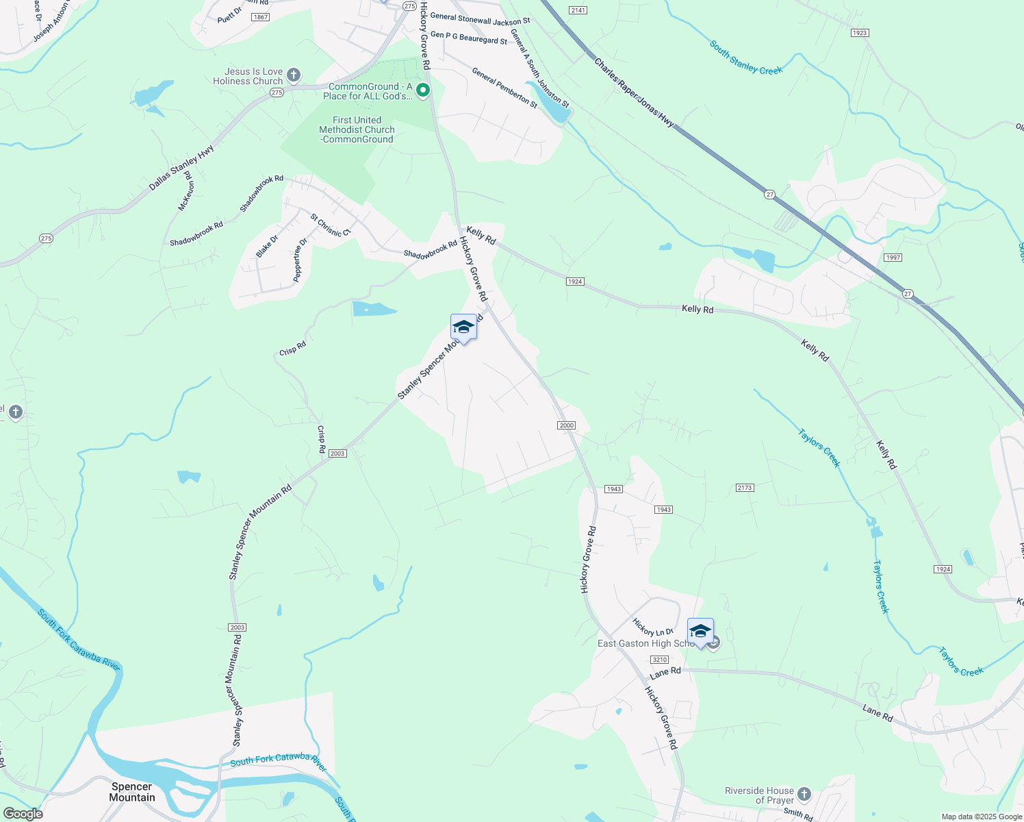 map of restaurants, bars, coffee shops, grocery stores, and more near 708 Lois Lane in Gastonia